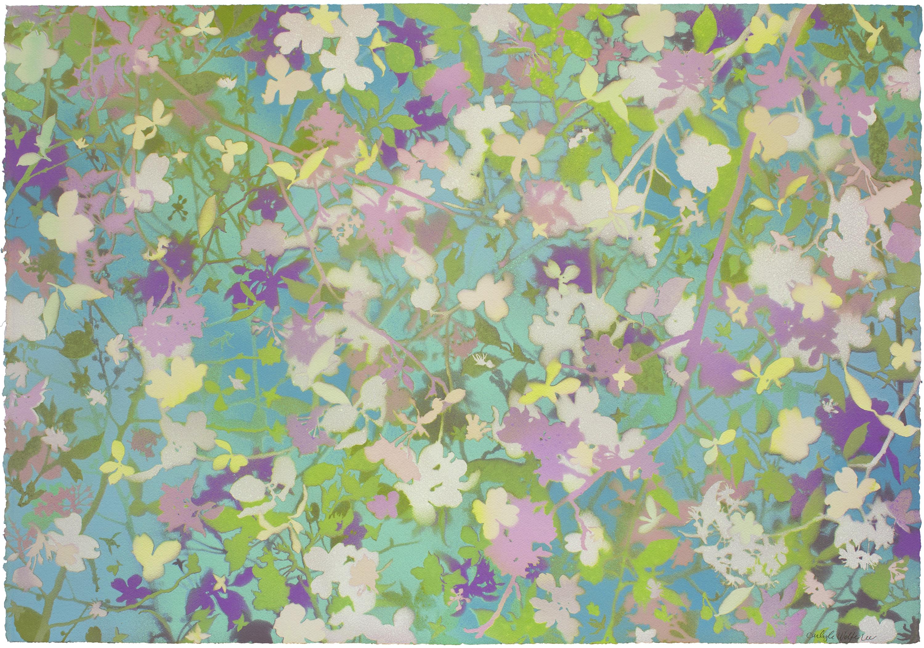 Carlyle Wolfe Lee Landscape Painting – Zweiter Frühling" - naturalistische Landschaft, farbenfroh, botanisch, mehrschichtig, Pastell