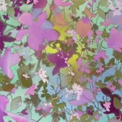 'Spring at Home" - naturalist landscape, colorful, botanical, layered, magnolia