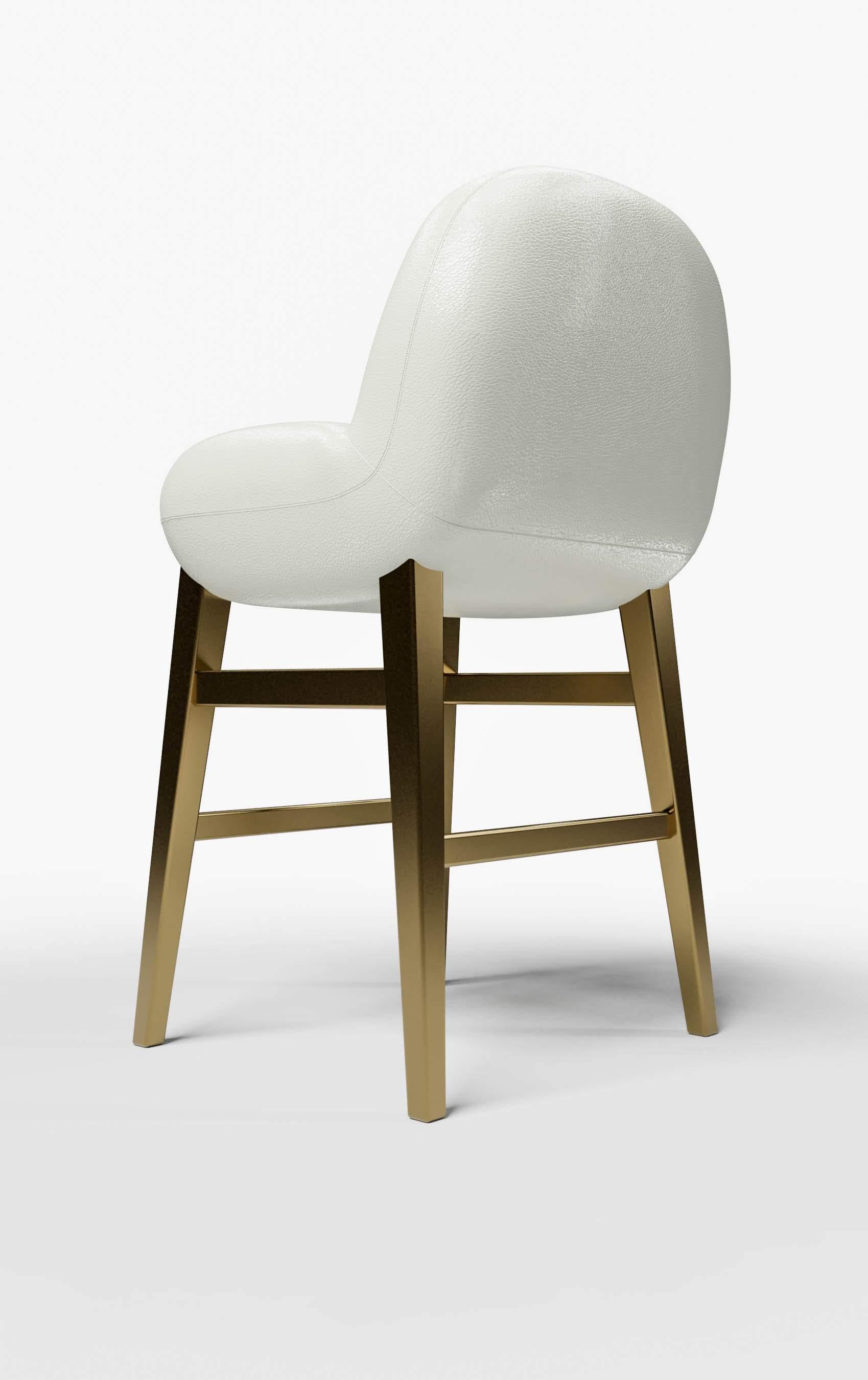 Hand-Crafted CARMEL BARSTOOL - Modern Design in Lealpell Leather with Metallic Legs