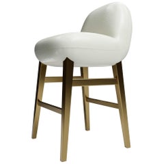 CARMEL BARSTOOL - Modern Design in Lealpell Leather with Metallic Legs