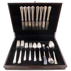 Antique Carmel by Wallace Sterling Silver Flatware Set Service 36 pc Arts Crafts Dinner