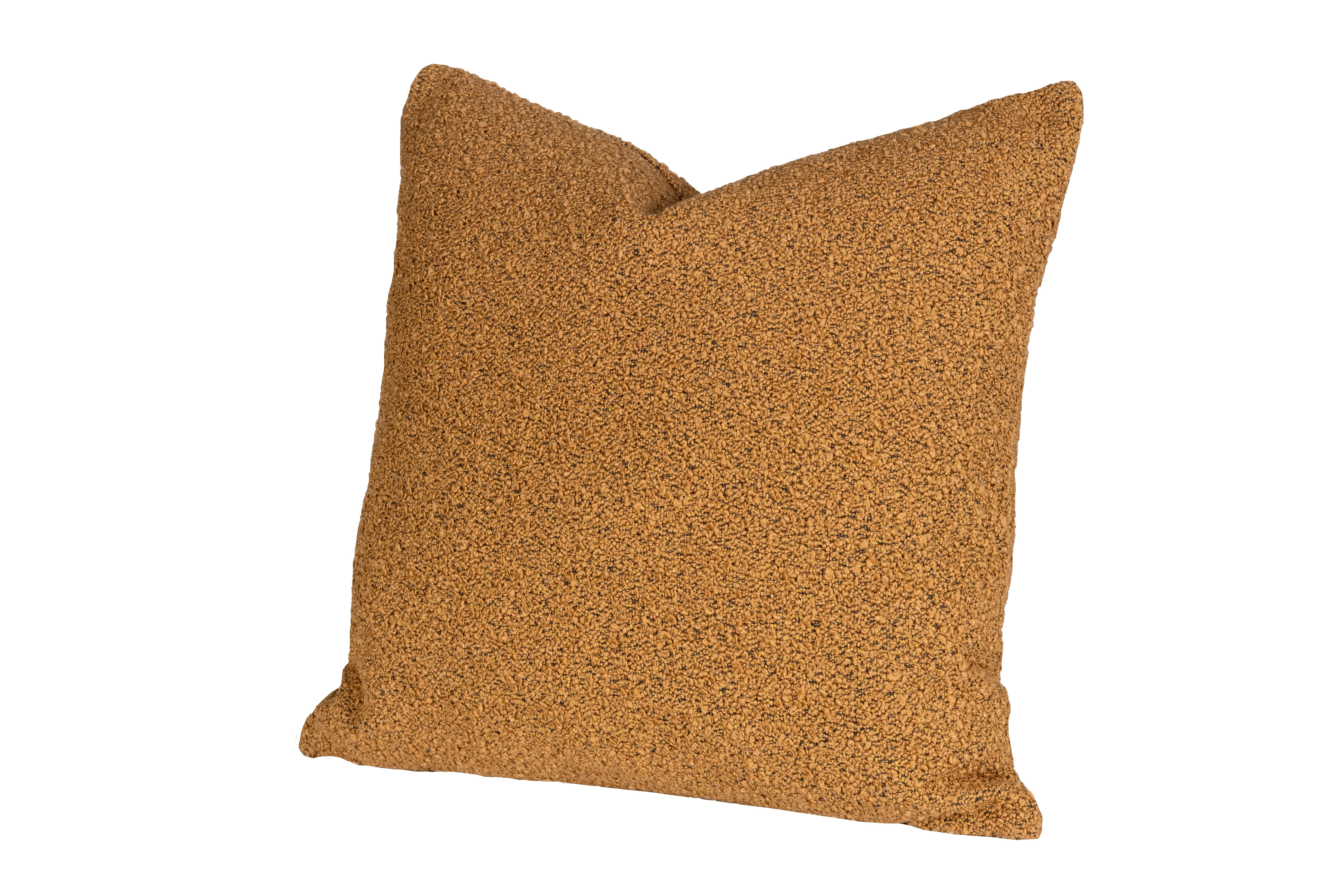 Organic Modern Carmel Chunky Boucle Pillow For Sale