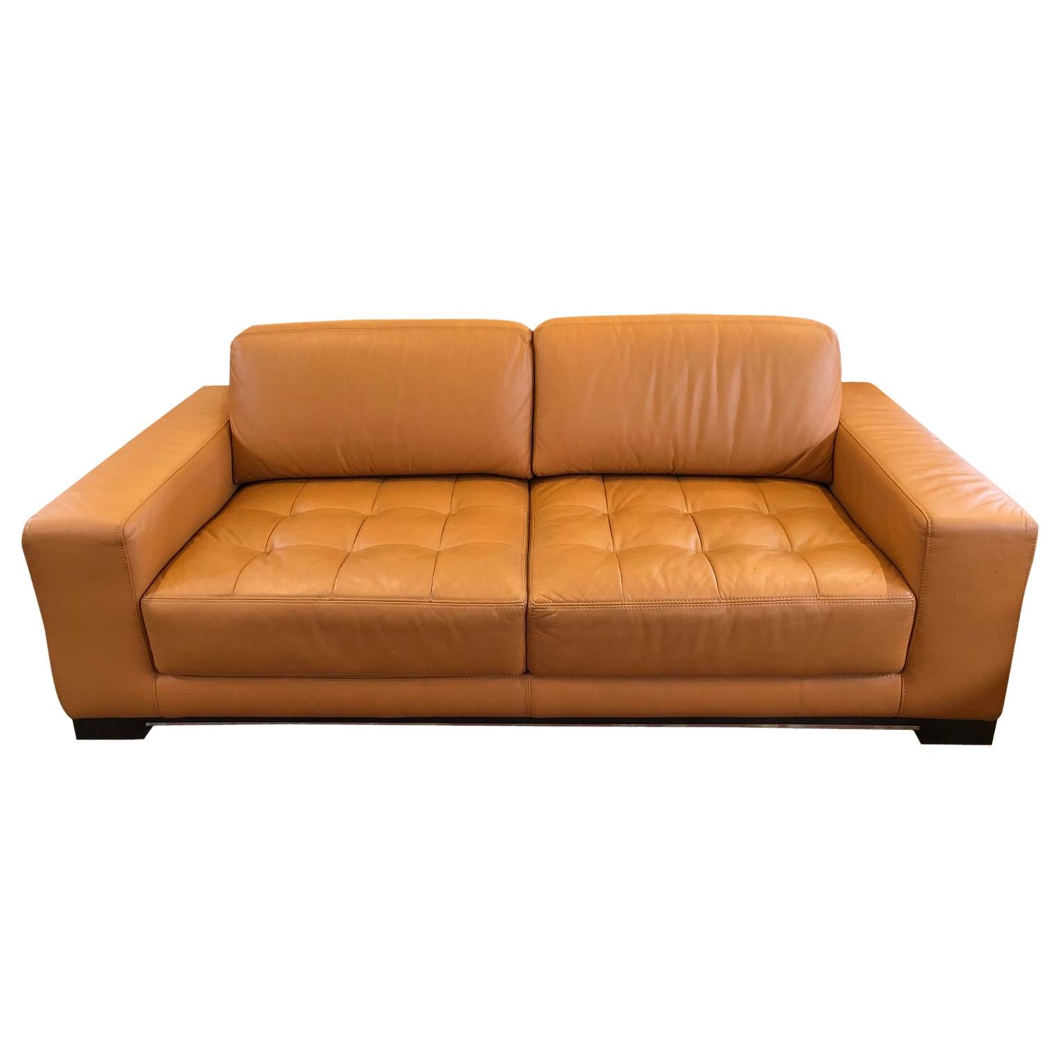 Carmel Leather Sofa by W. Schillig In Good Condition For Sale In San Francisco, CA