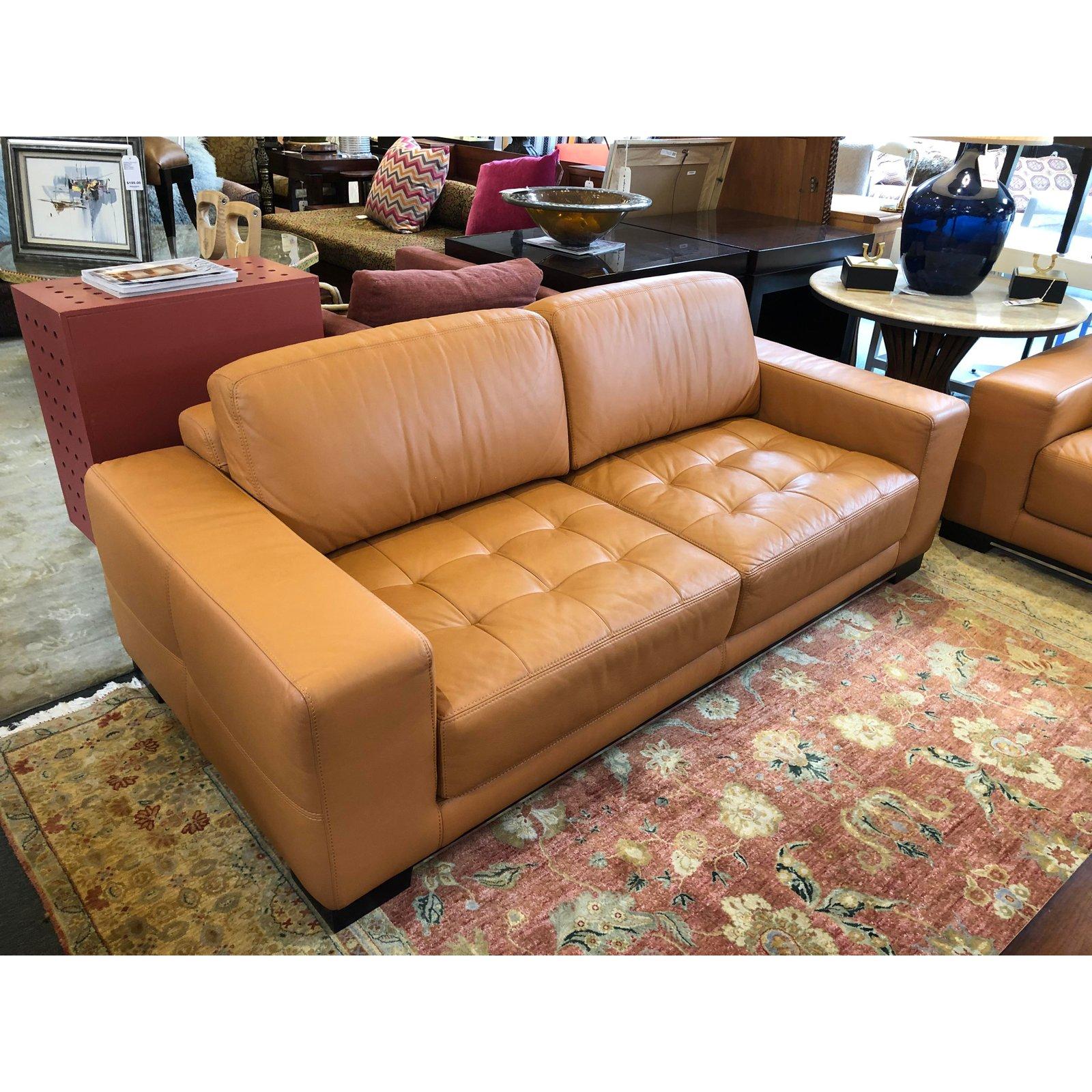 Contemporary Carmel Leather Sofa by W. Schillig For Sale