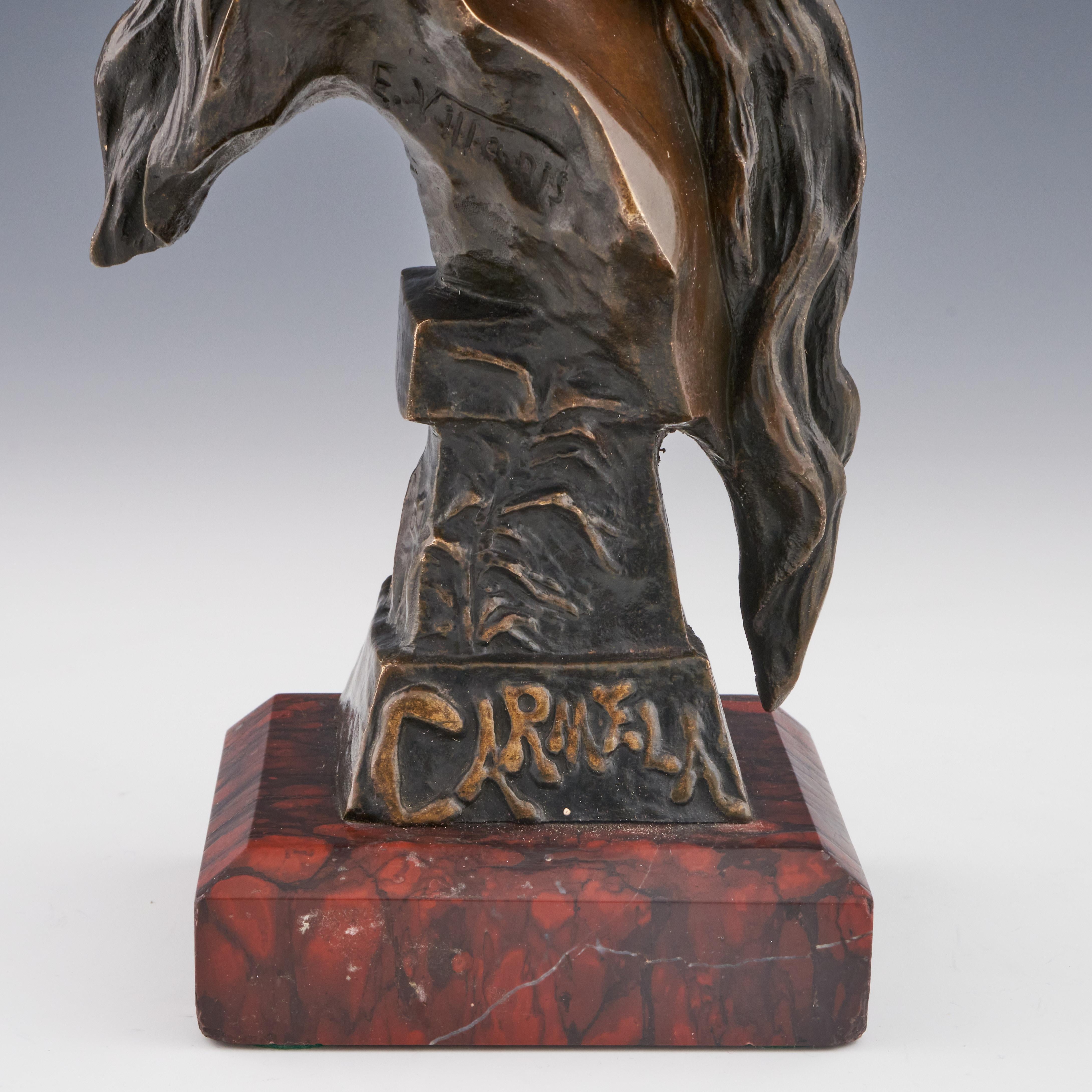 'Carmela' Emmanuel Villanis Original Bronze Bust Circa 1890 3