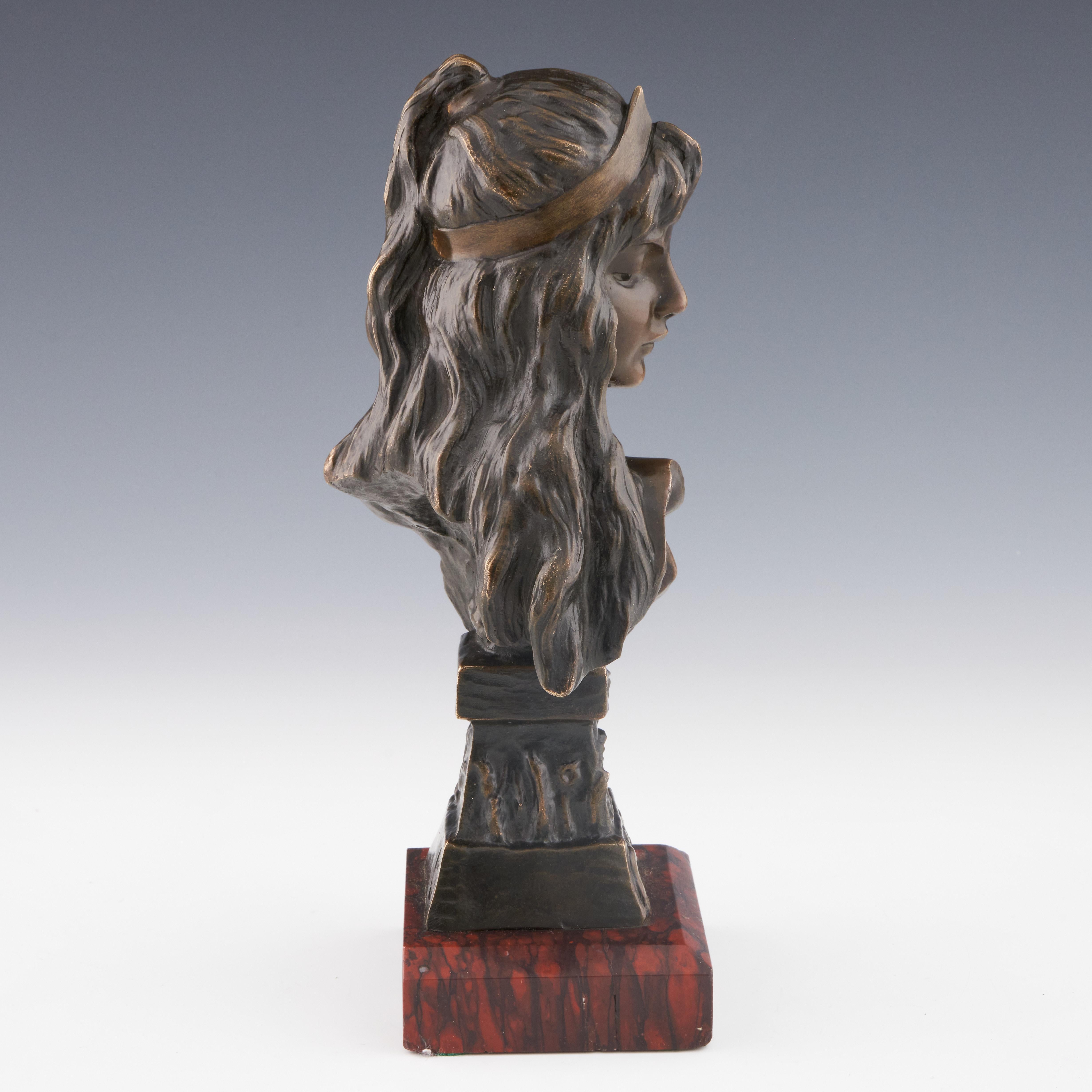19th Century 'Carmela' Emmanuel Villanis Original Bronze Bust Circa 1890