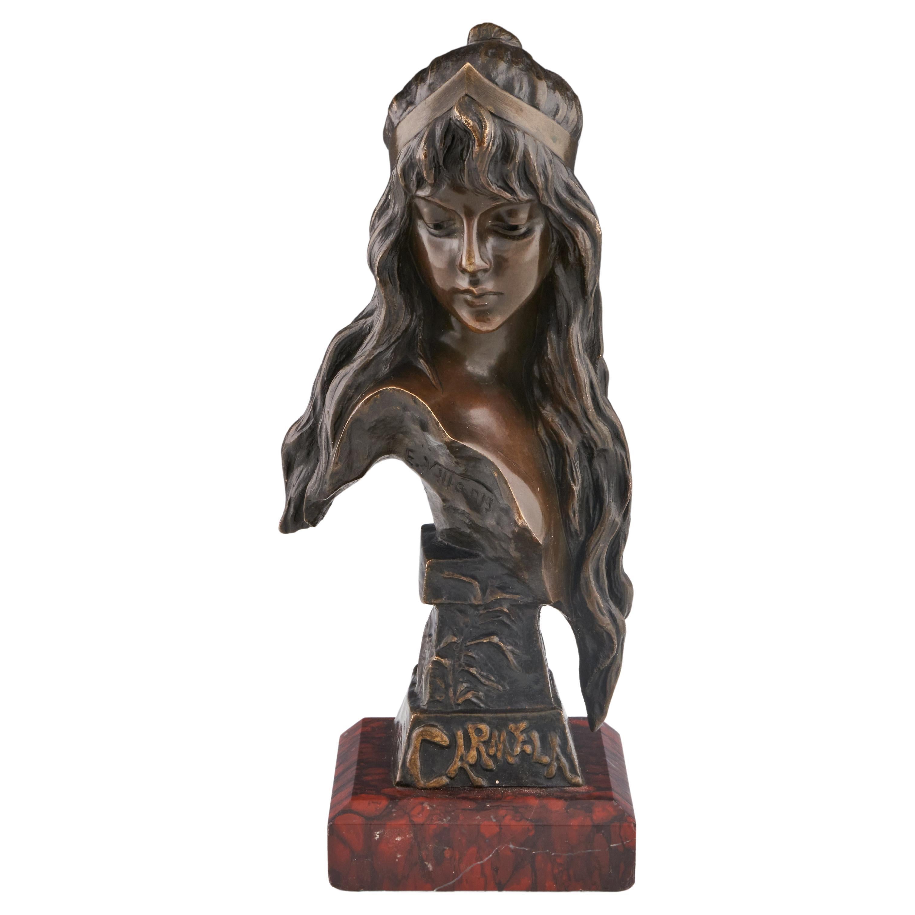 'Carmela' Emmanuel Villanis Original Bronze Bust Circa 1890