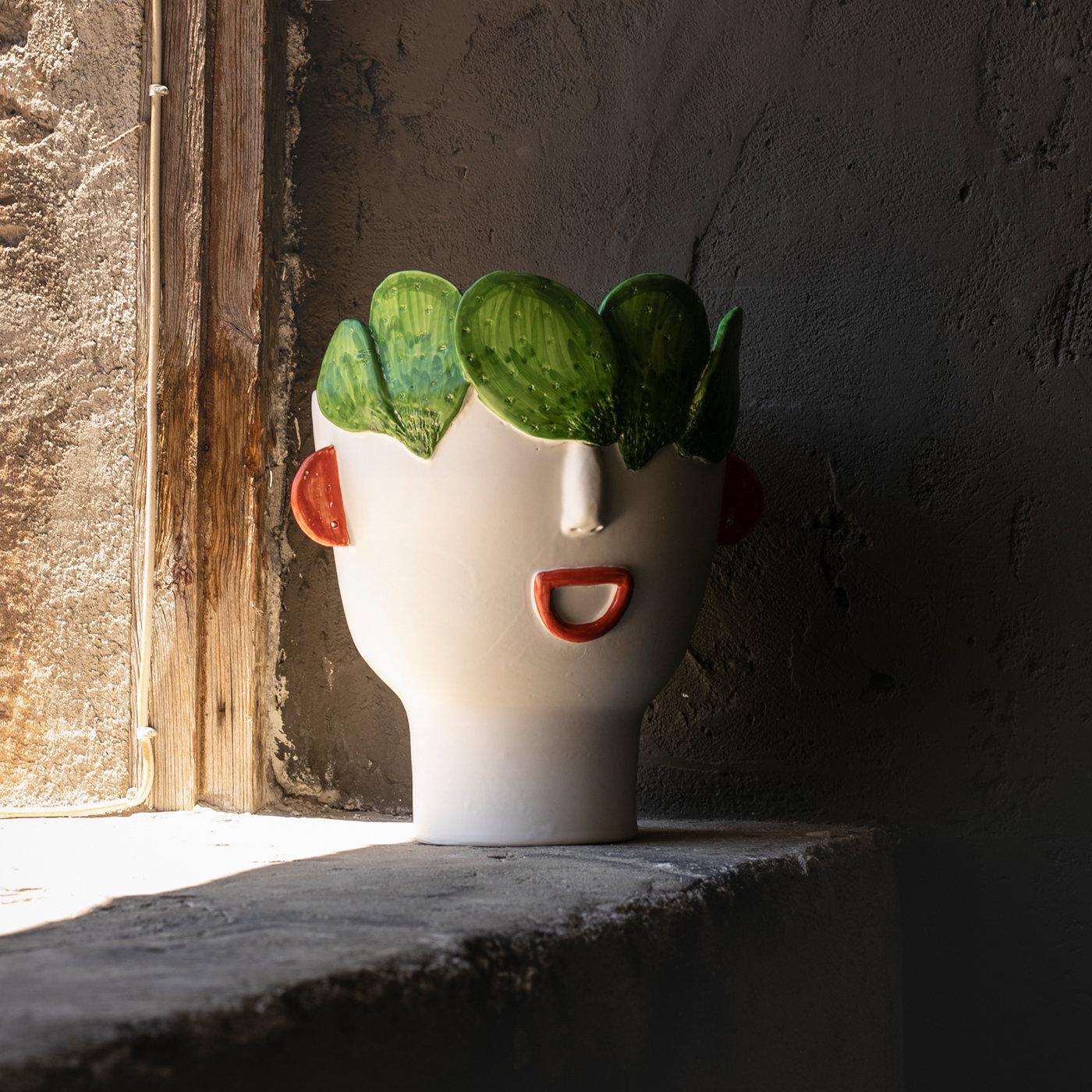 Contemporary Carmelina Street Vendor of Prickly Pears Head Vase For Sale