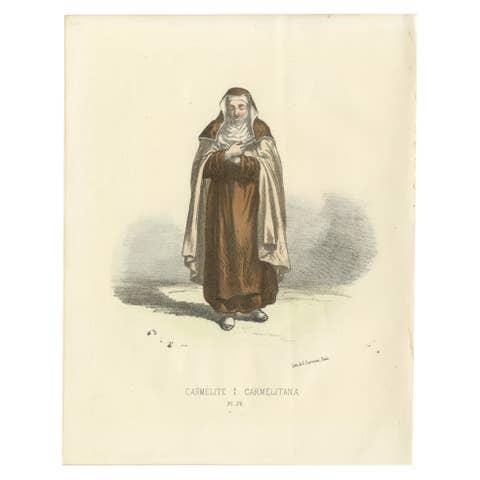 Carmélite - 1862 Hand-Colored Lithograph of a Carmelite Nun