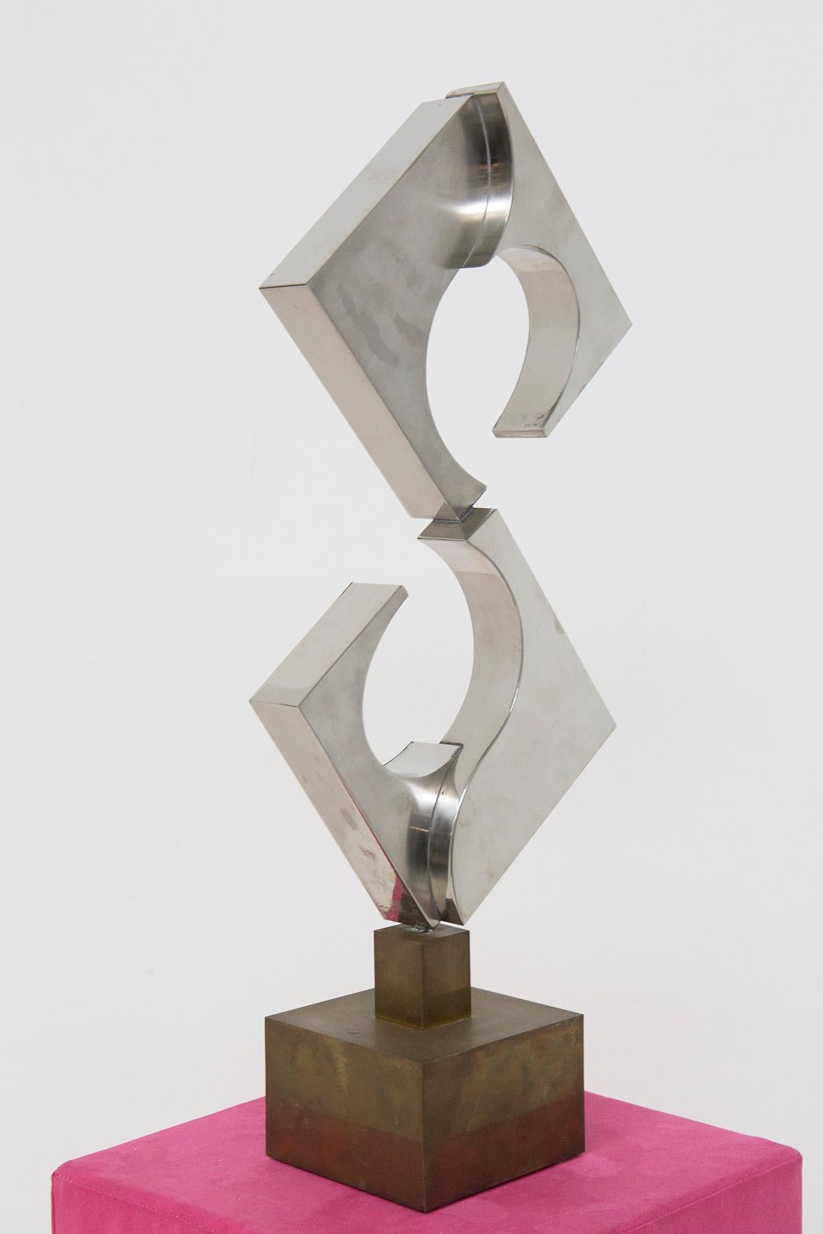 Late 20th Century Carmelo Cappello Metal Sculpture, Triangular Spiral For Sale