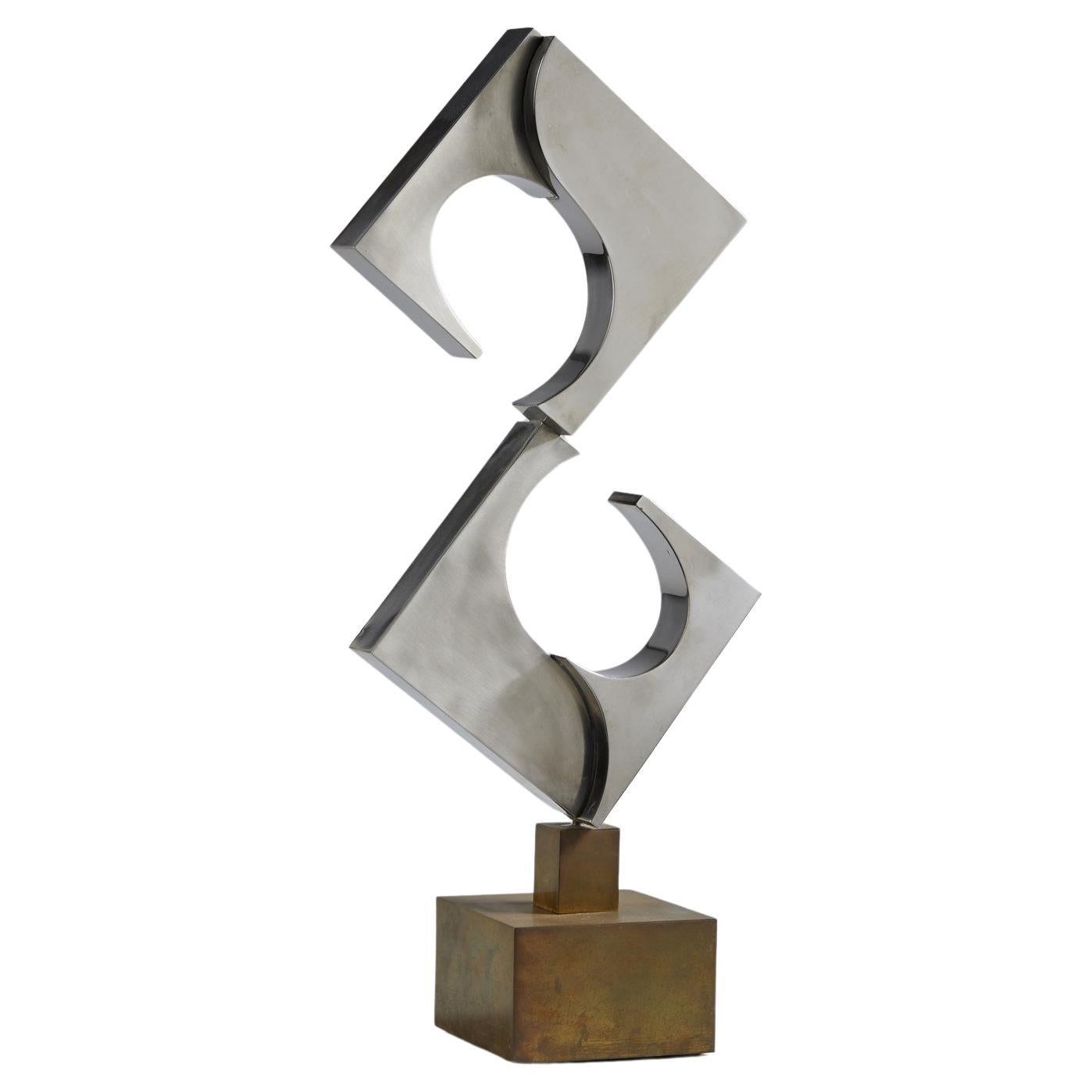 Carmelo Cappello Metal Sculpture, Triangular Spiral For Sale