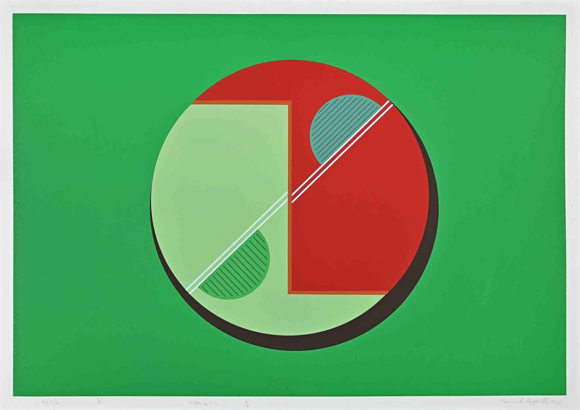 Structure N.1 is an original artwork realized by Carmelo Cappello in 1986.

Colored screen print on paper.

The print is Hand-signed and dated in pencil on the lower right. Numbered on the lower left. Edition XXIII/L

Good conditions.

On the back