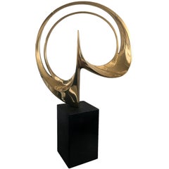 Retro 1974 Italy Stopped Rounded Sphere Carmelo Cappello Abstract Bronze Sculpture