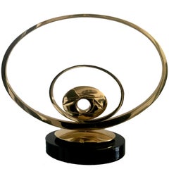 Mobile oval  sphere by  Carmelo Cappello Abstract Bronze Gold Polished Sculpture