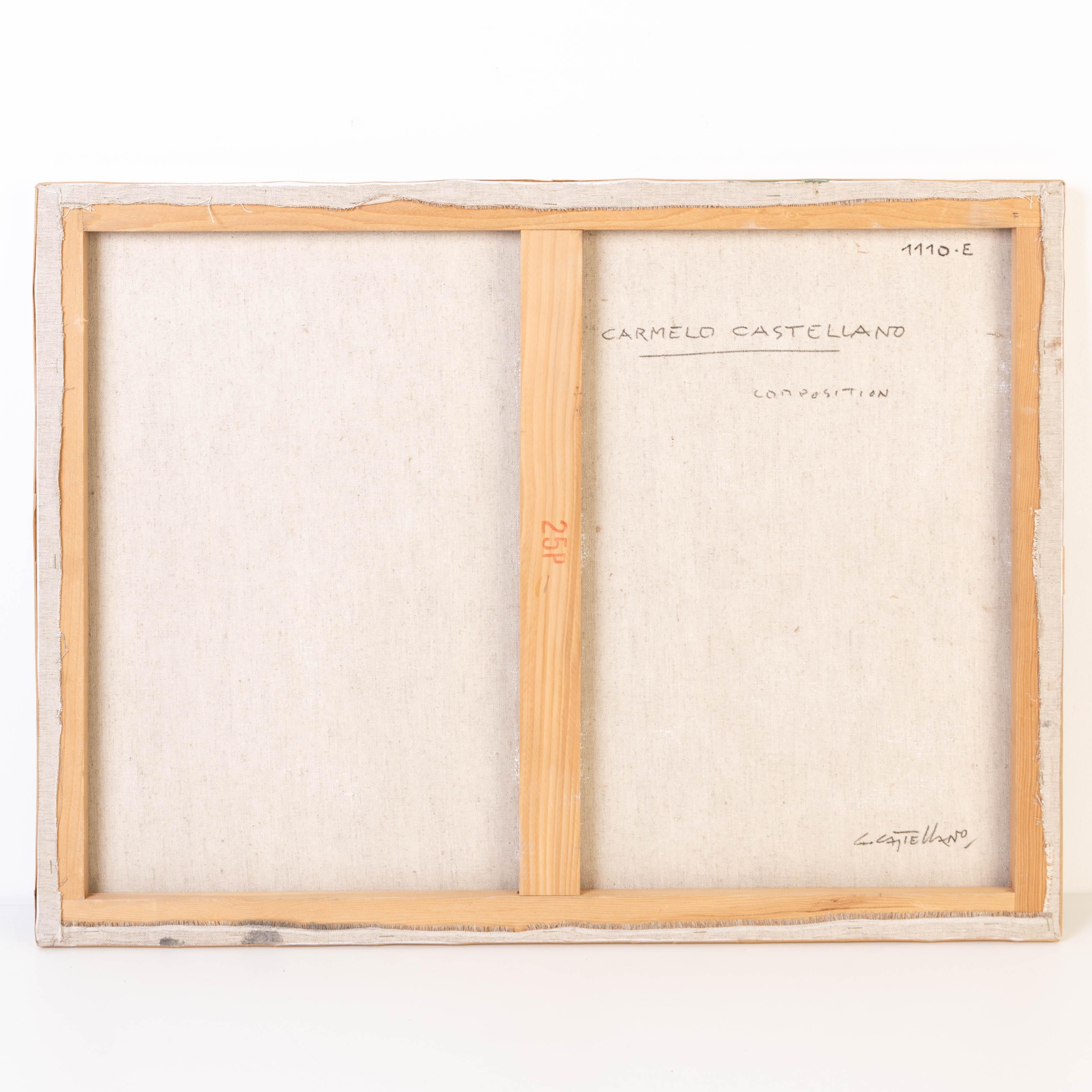 Carmelo Castellano (1925-2012) Pintura al óleo de composición abstracta italiana firmada en venta 1