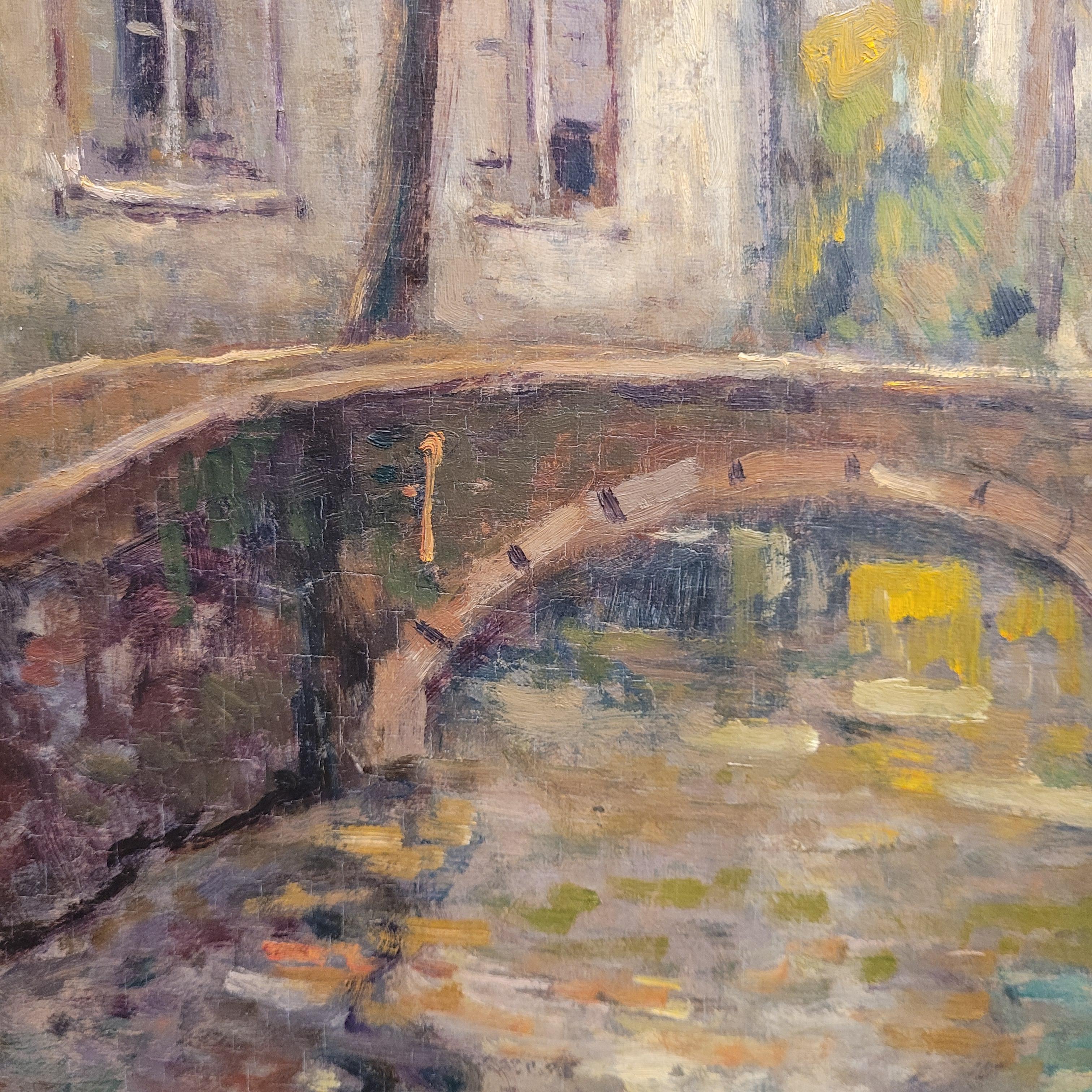 Olio su tela Post-Impressionismo città di Bruges Carmelo G Barrena in vendita 13