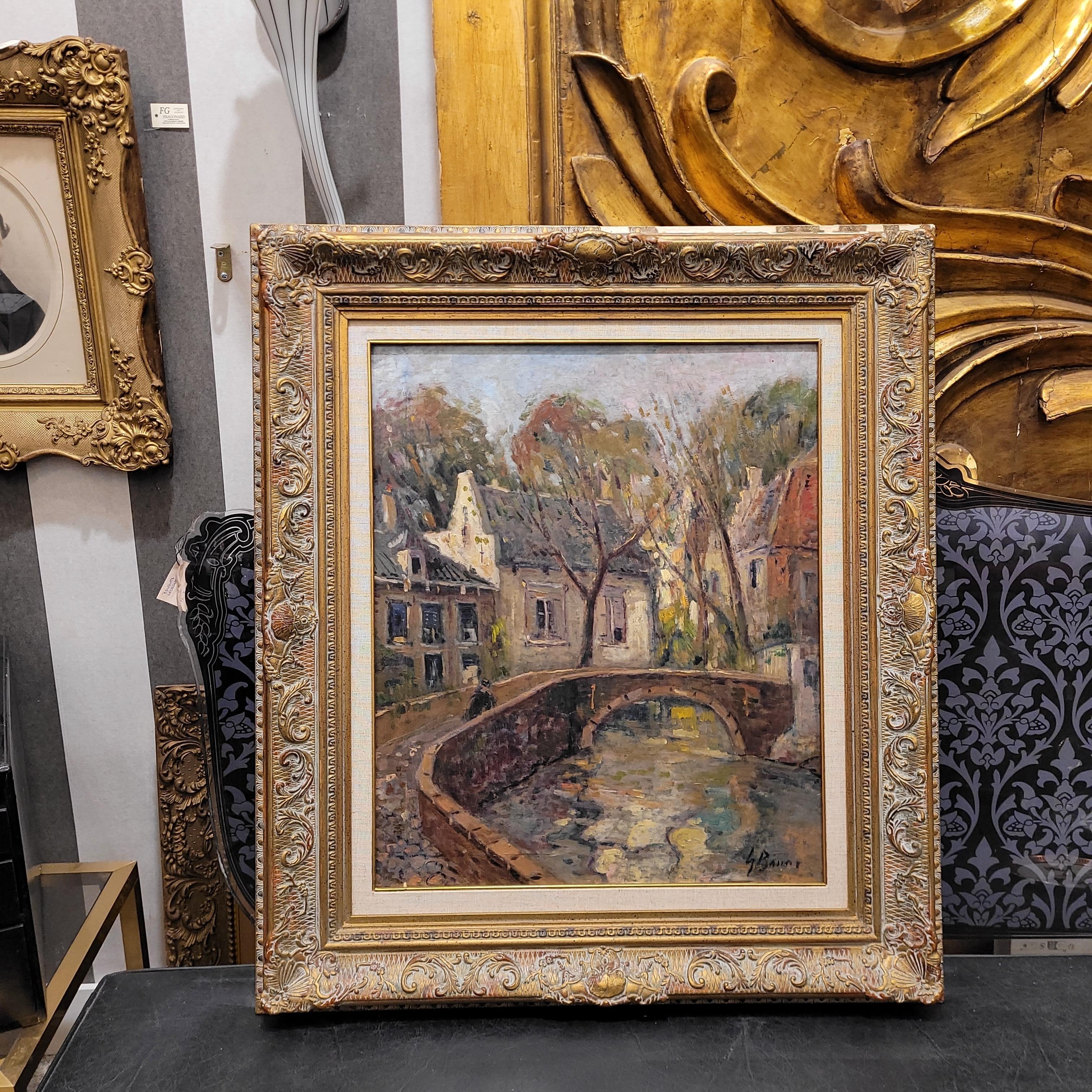 Olio su tela Post-Impressionismo città di Bruges Carmelo G Barrena in vendita 15