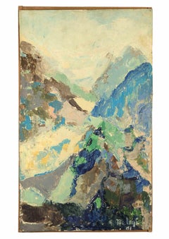 Mountain Landscape - Acrylic on Canvas by Carmelo Molino - 1961