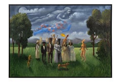 Carmelo Niño, Amantes con escena, 2019, 140 x 200 cm, 55.1 x 78.7 in.