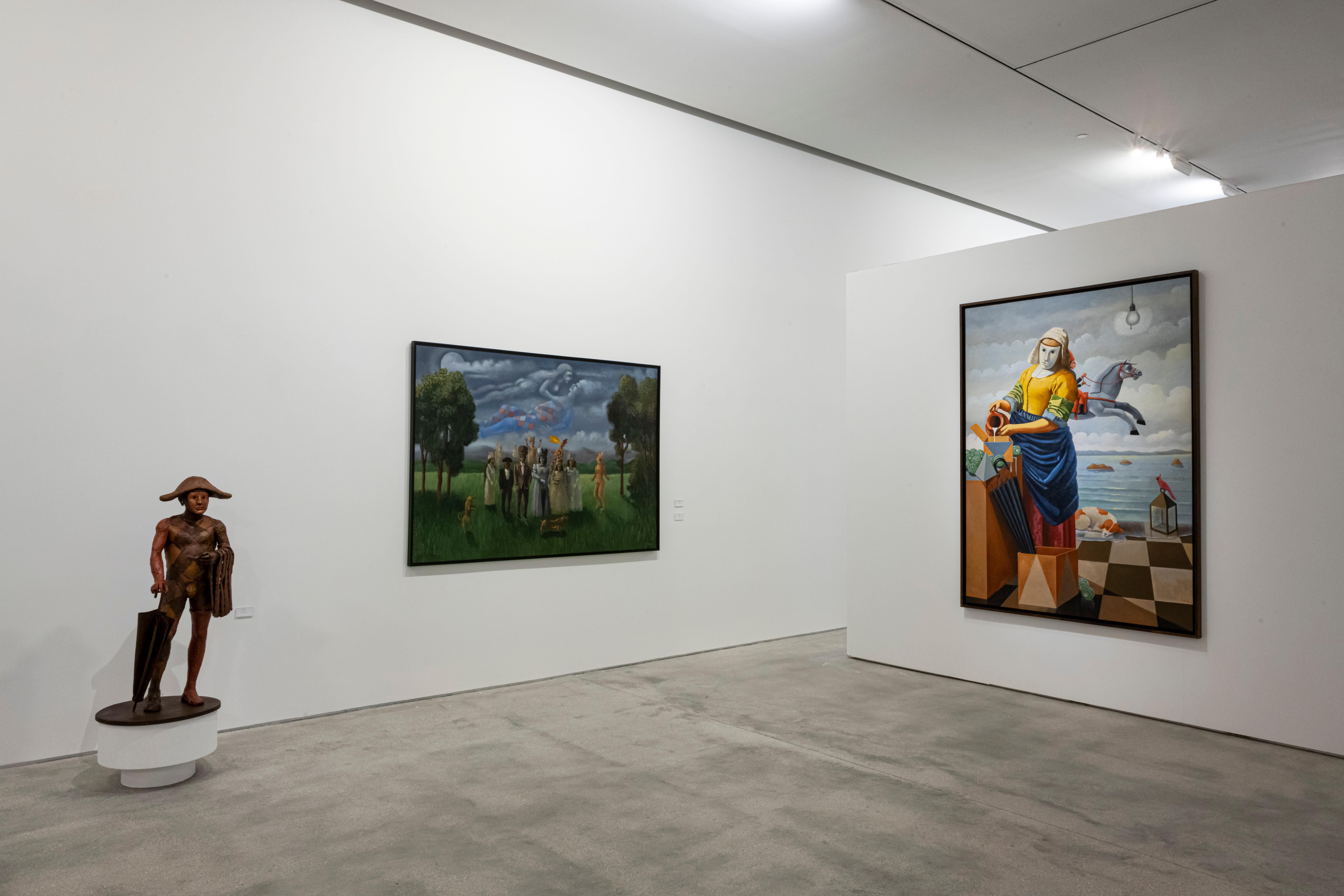 Carmelo Nio, Amantes con escena, 2019, 140 x 200 cm, 55.1 x 78,7 Zoll. (Surrealismus), Painting, von Carmelo Niño