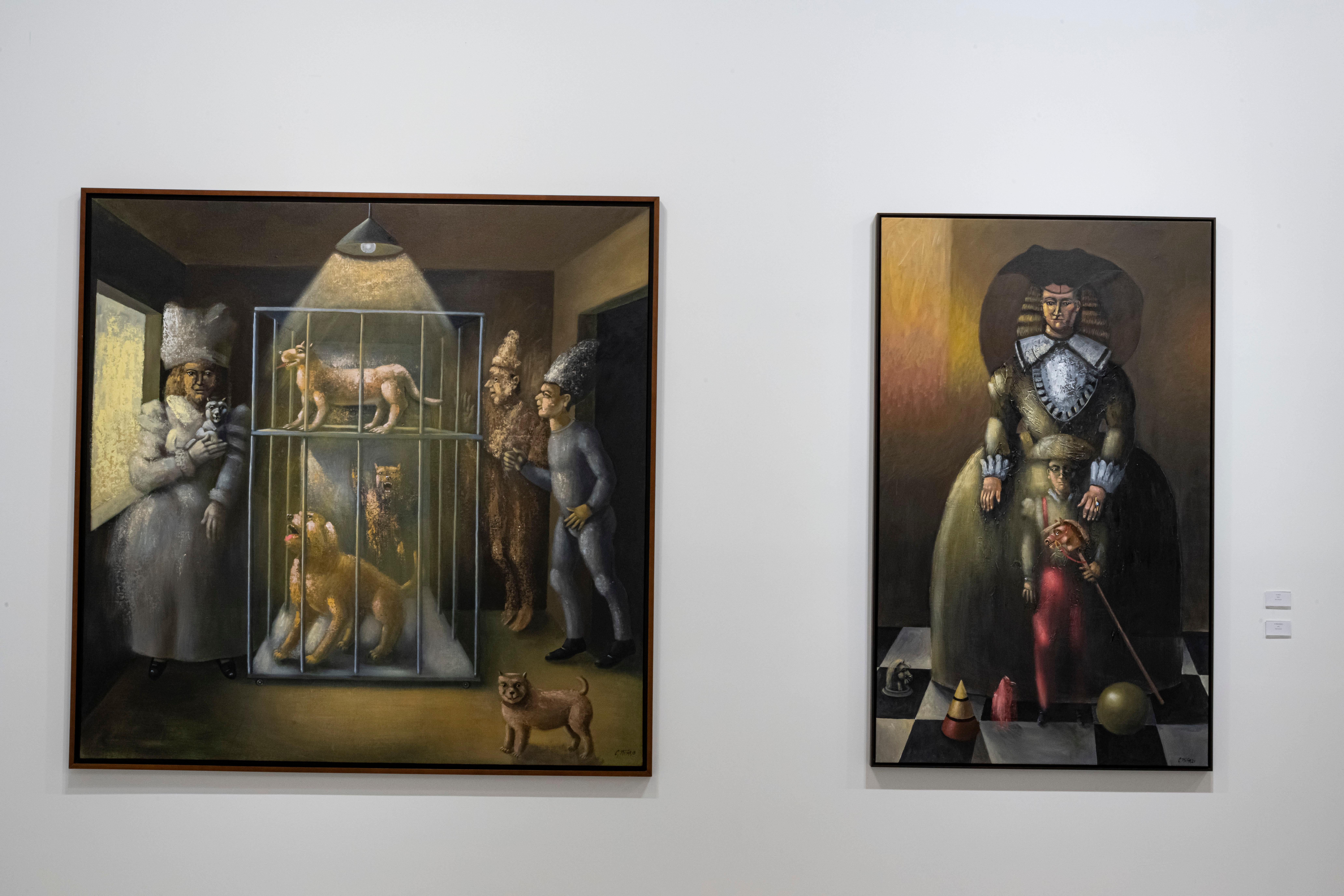 Carmelo Nio, La Jaula, 2018, 200 x 200 cm, 78,7 x 78,7 pouces - Surréalisme Painting par Carmelo Niño
