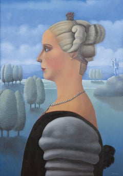 Carmelo Niño, Dama con Icaro, Acrylic on Canvas, 2003