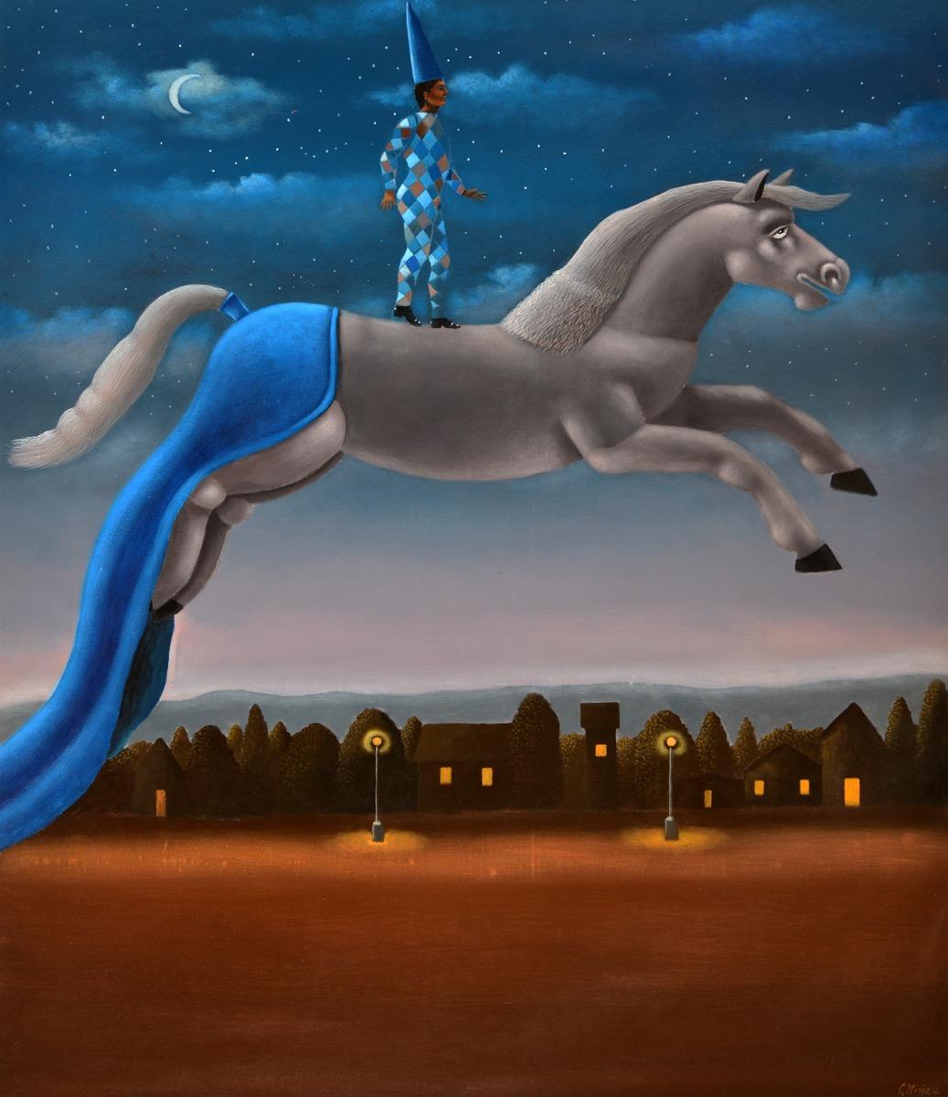 Carmelo Niño, Arlequin casi nocturno, 2012, Öl auf Leinwand, 145 x 125 cm