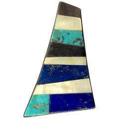 Carmelo Patania Sterling Silver Turquoise Lapis Ebony Wood Shell Southwest Ring