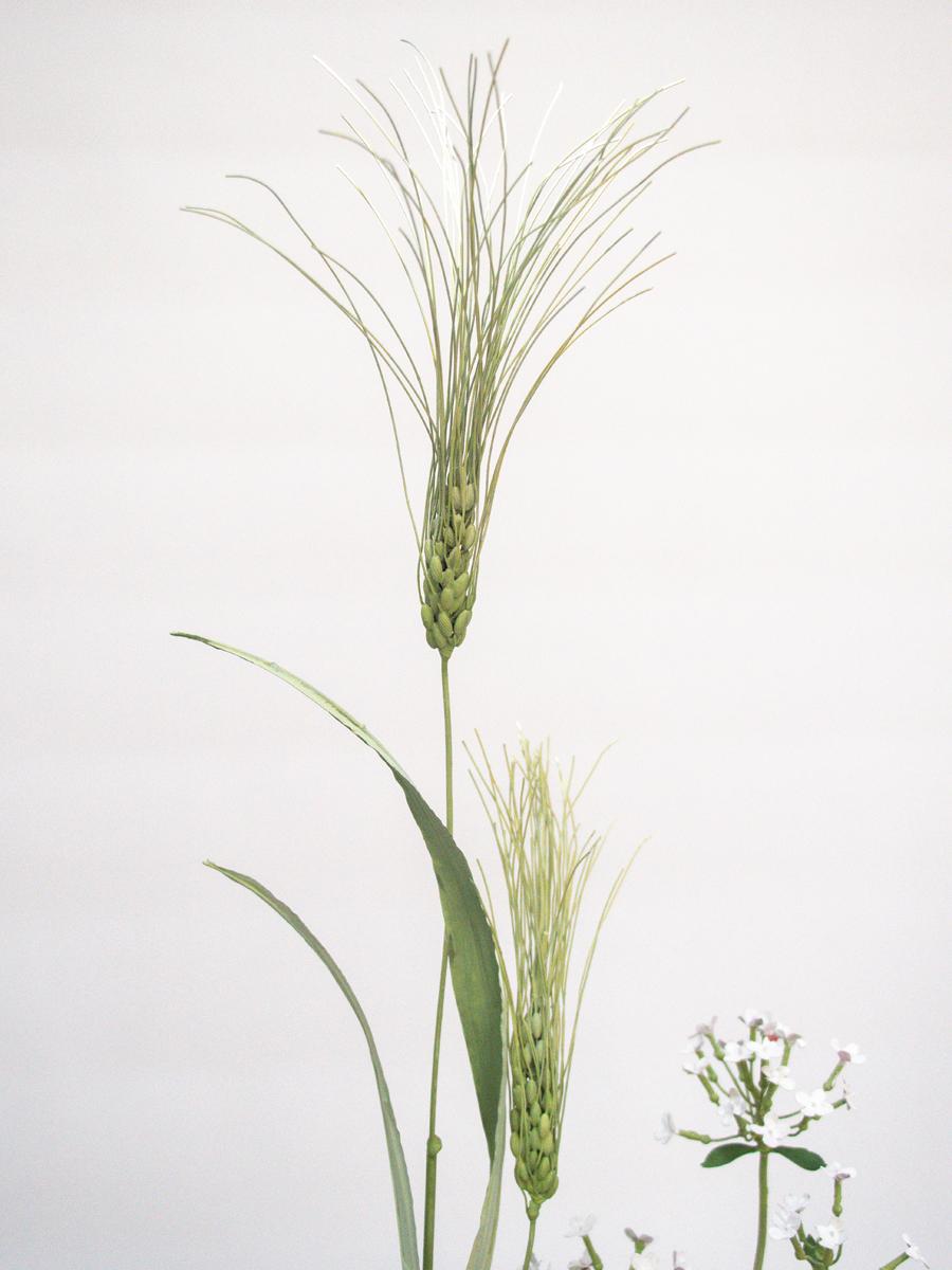 Wheat with Blue-winged Grasshopper - Sculpture by Carmen Almon