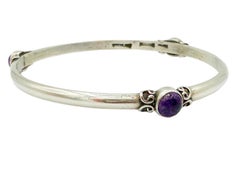 Carmen Beckmann Amethyst Sterling Silver 1970s Vintage Mexico Silver Bracelet