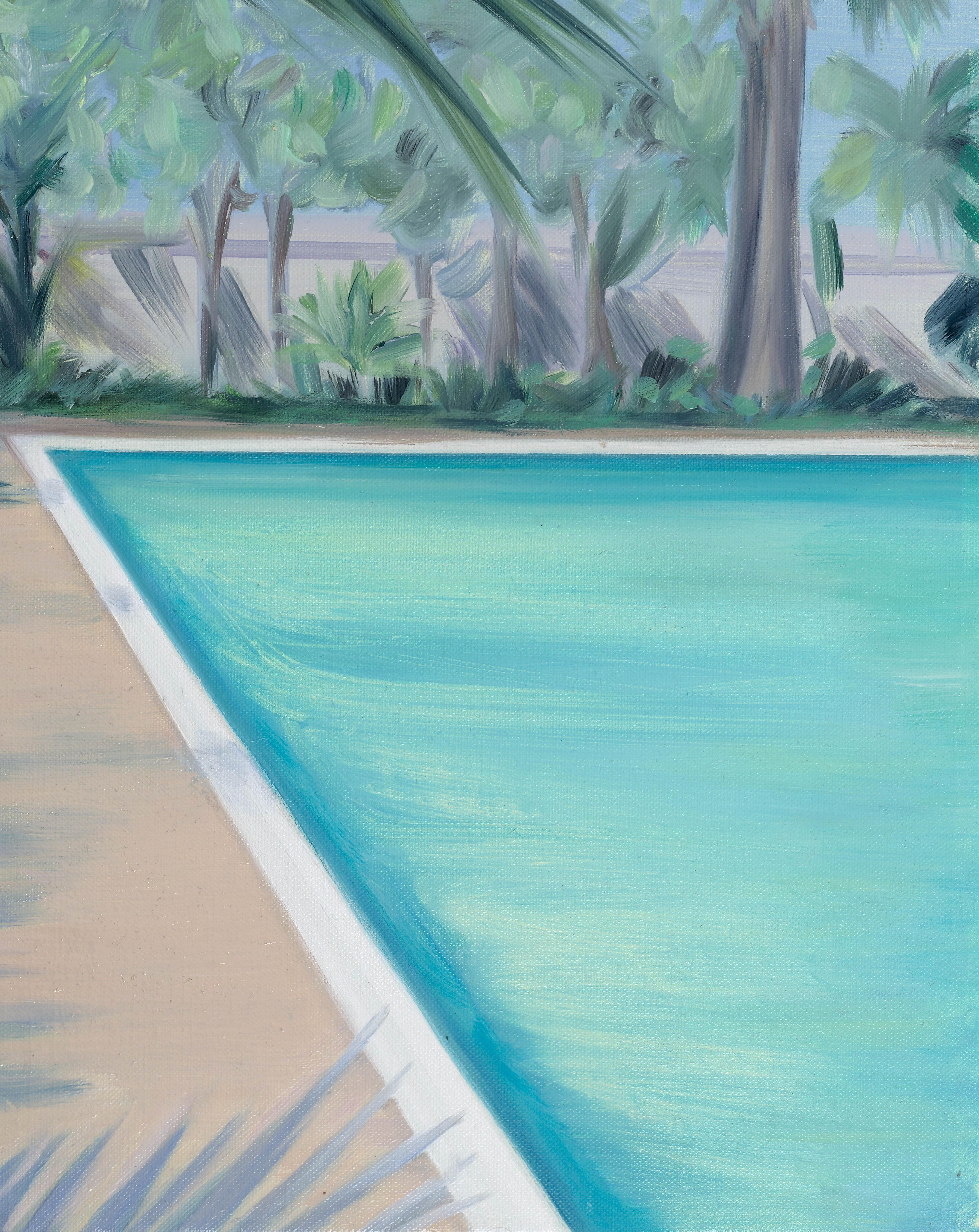 Coming Forward - Figurative painting, Water, Plants, Blue, Green, Nude For Sale 1