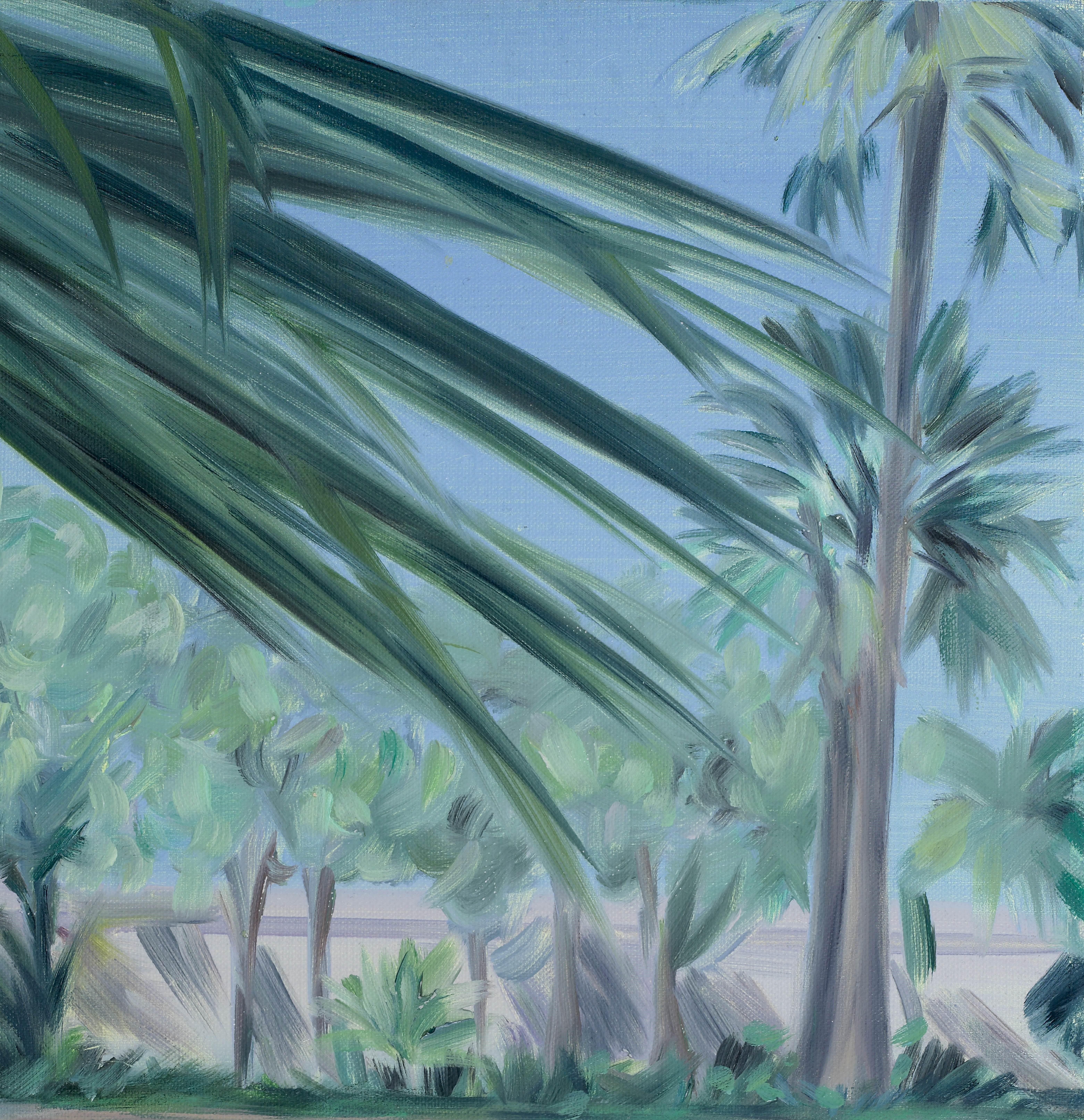 Coming Forward - Figurative painting, Water, Plants, Blue, Green, Nude For Sale 2