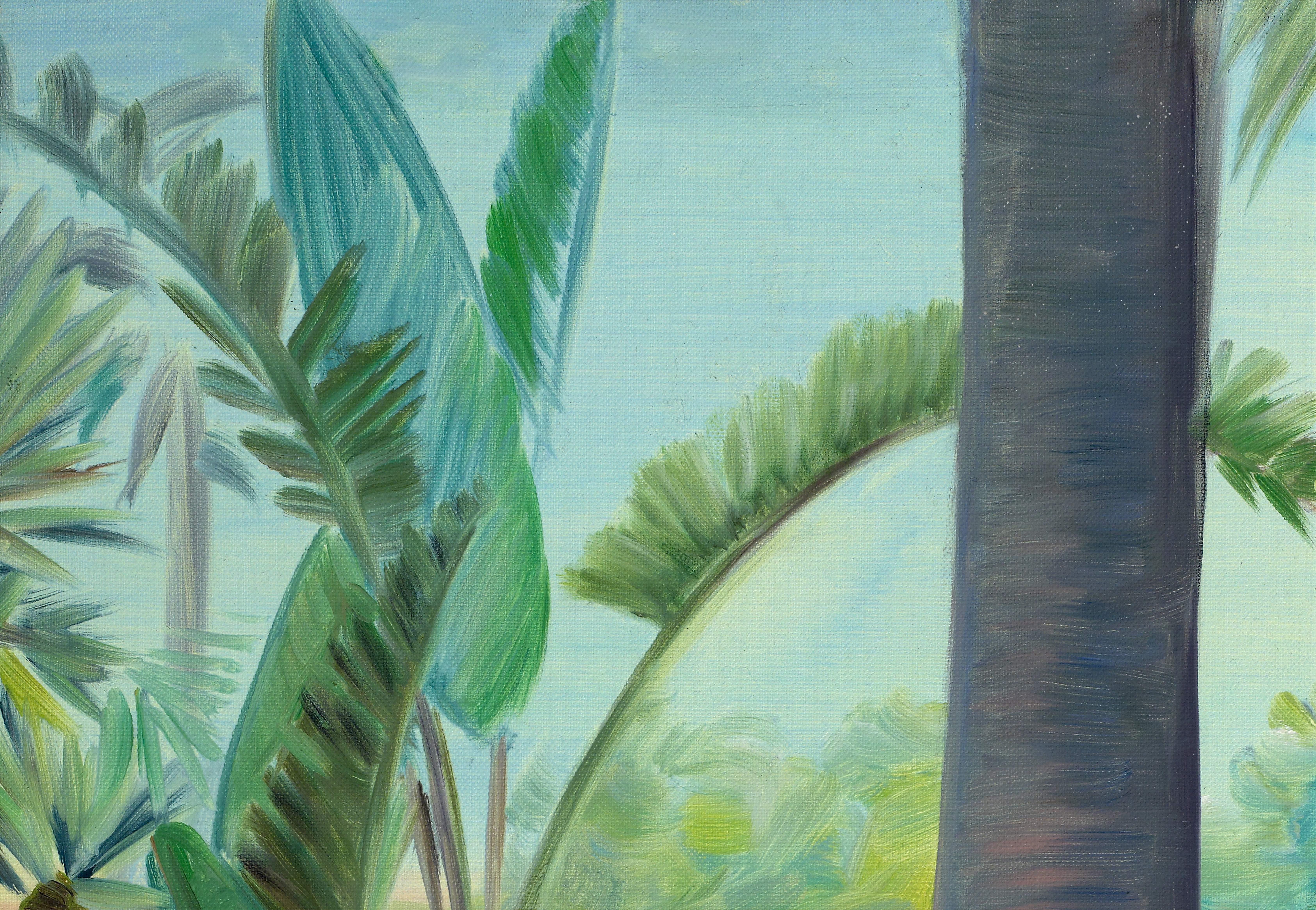 Rincón Verde - Agua, Azul, Plantas, Piscina, Azul, Desnudo, Mujeres - Painting de Carmen Belean 