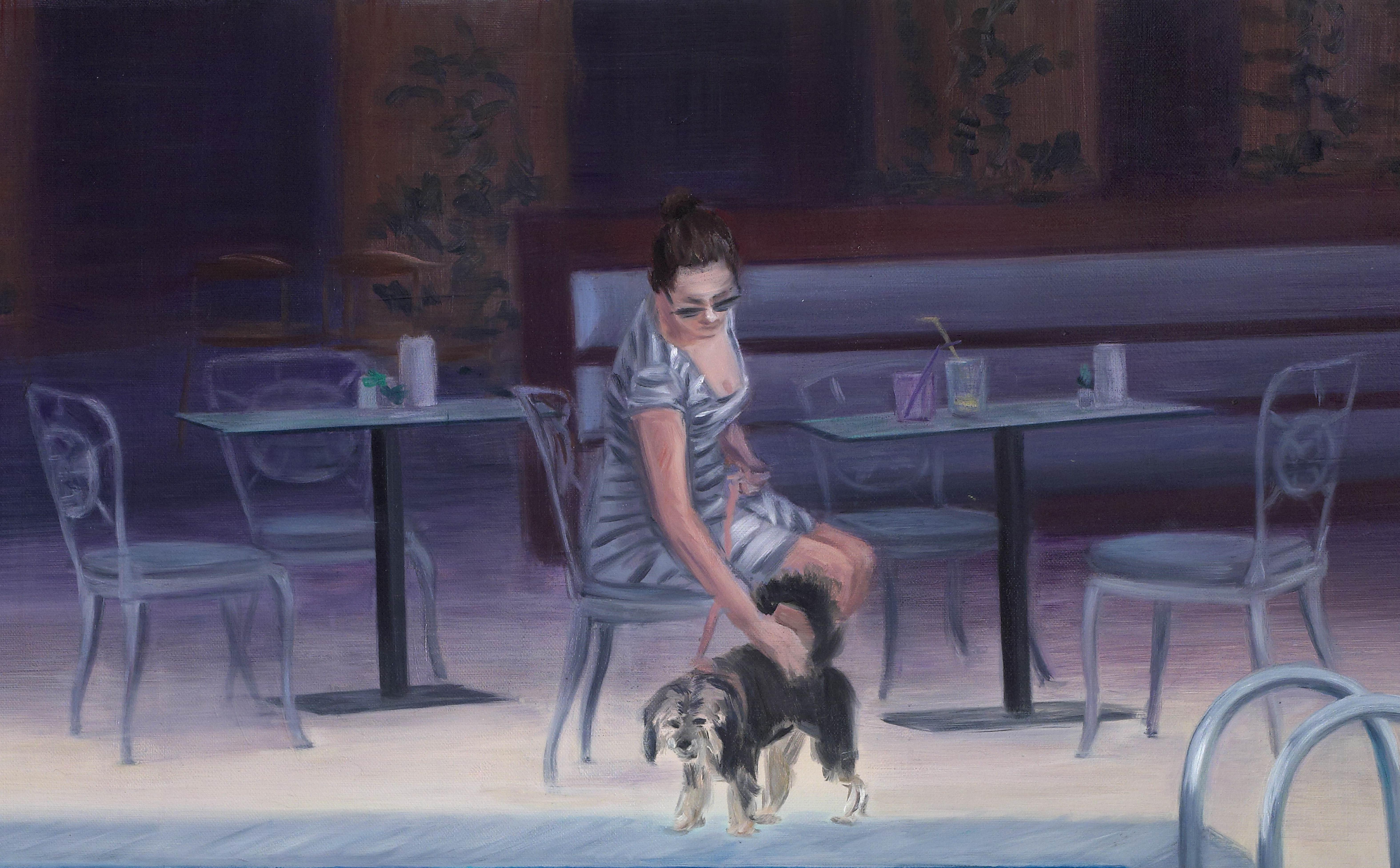 Leisure - Blue, Figurative painting, Water, Summer, Swimingpool - Photorealist Painting by Carmen Belean 