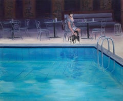 Ocio - Azul, Pintura figurativa, Agua, Verano, Piscina
