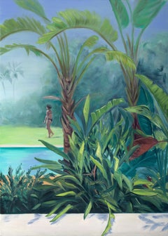 A través de los verdes - Plantas, Verde, Agua, Azul, Desnudo, Paisaje, Figurativo
