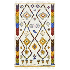 Carmen, Bohemian Moroccan Hand Knotted Area Rug, Parchment