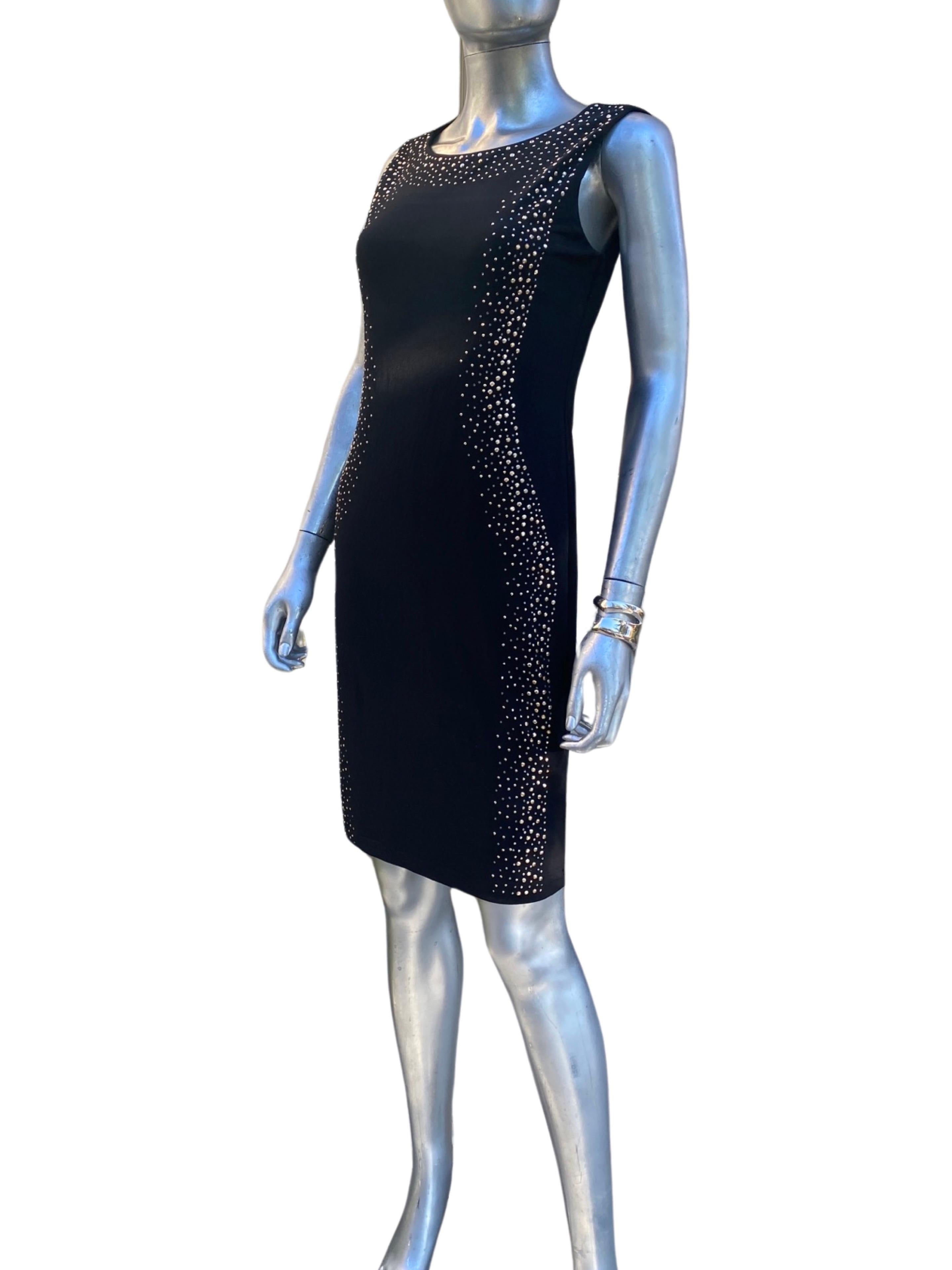 Carmen by Carmen Marc Valvo Black Jersey Sleeveless Embellished Dress Size Small For Sale 6
