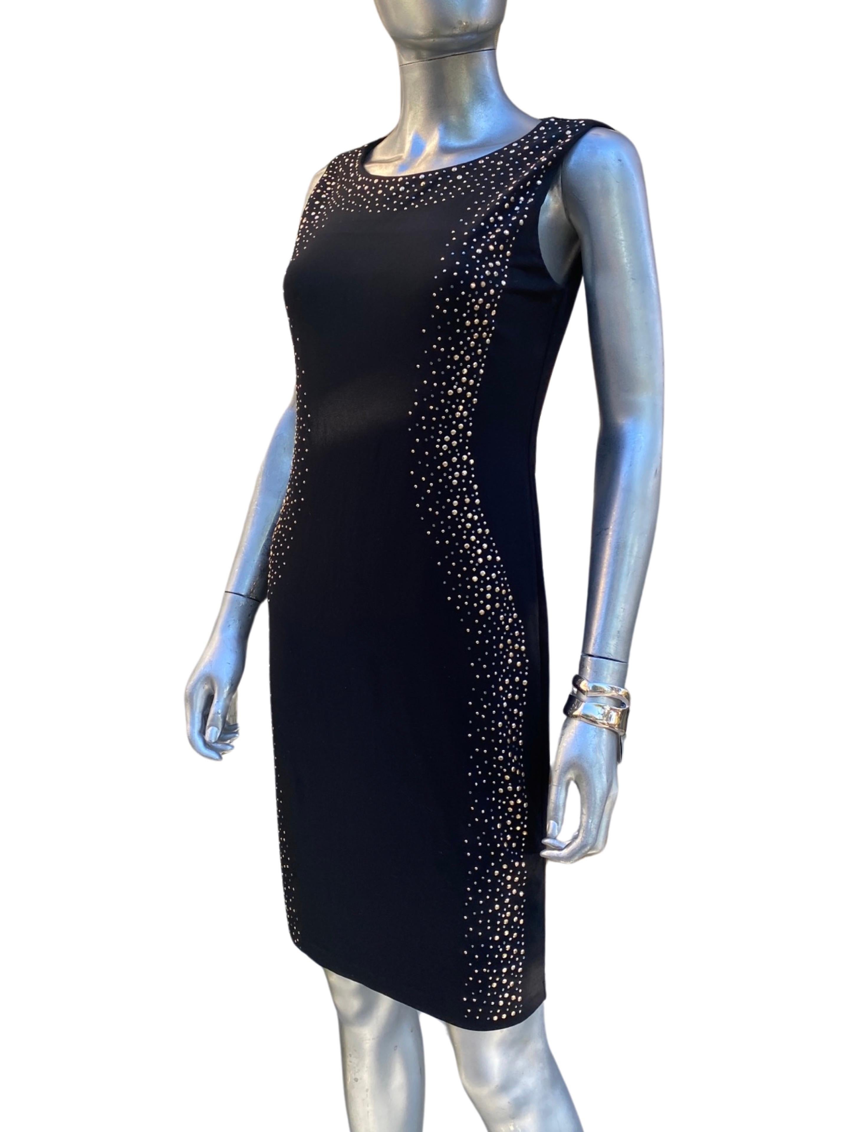 Carmen by Carmen Marc Valvo Black Jersey Sleeveless Embellished Dress Size Small For Sale 7