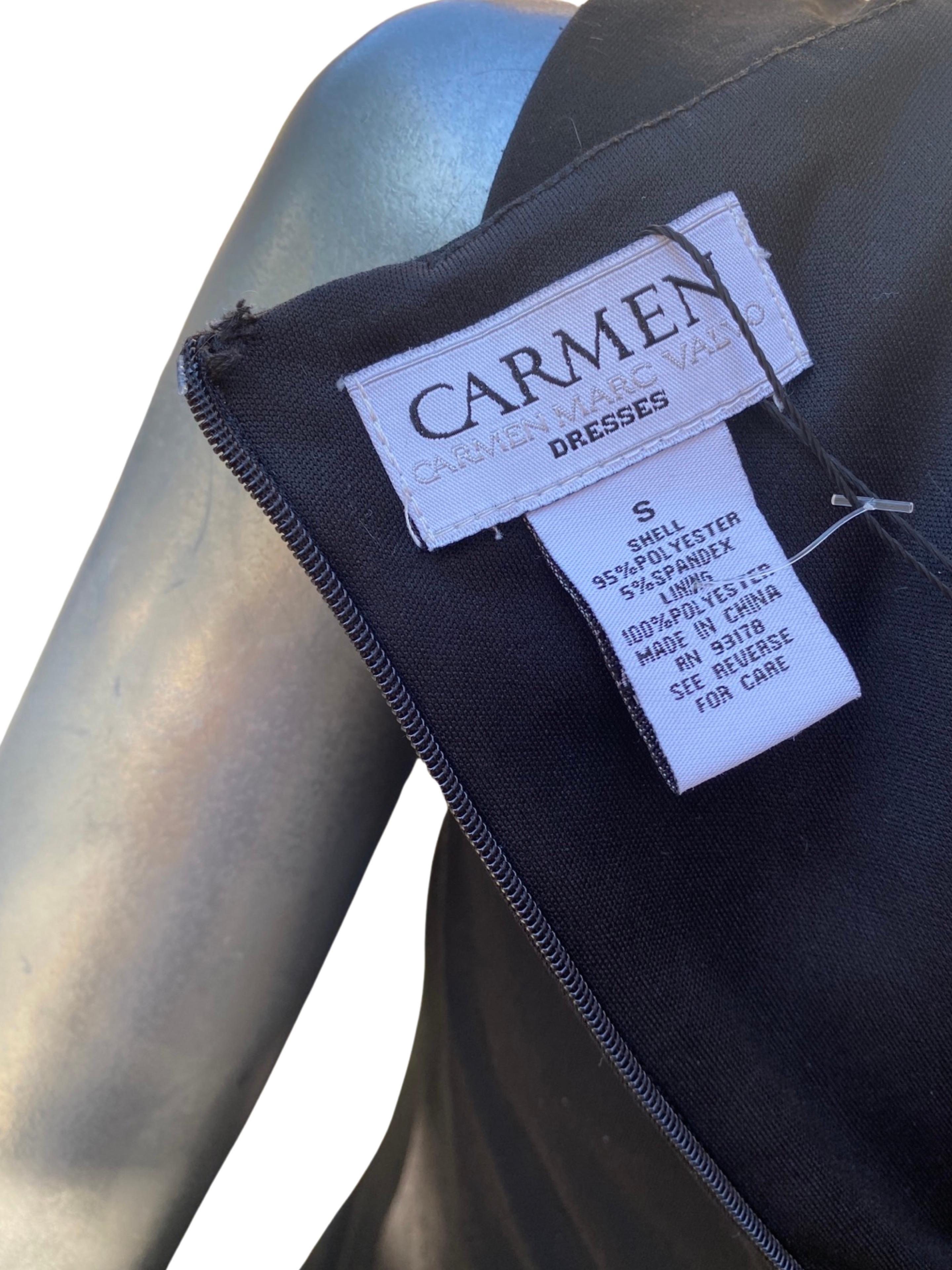 Carmen by Carmen Marc Valvo Black Jersey Sleeveless Embellished Dress Size Small For Sale 10