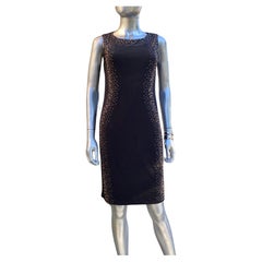 Carmen by Carmen Marc Valvo Black Jersey Sleeveless Embellished Dress Size Small