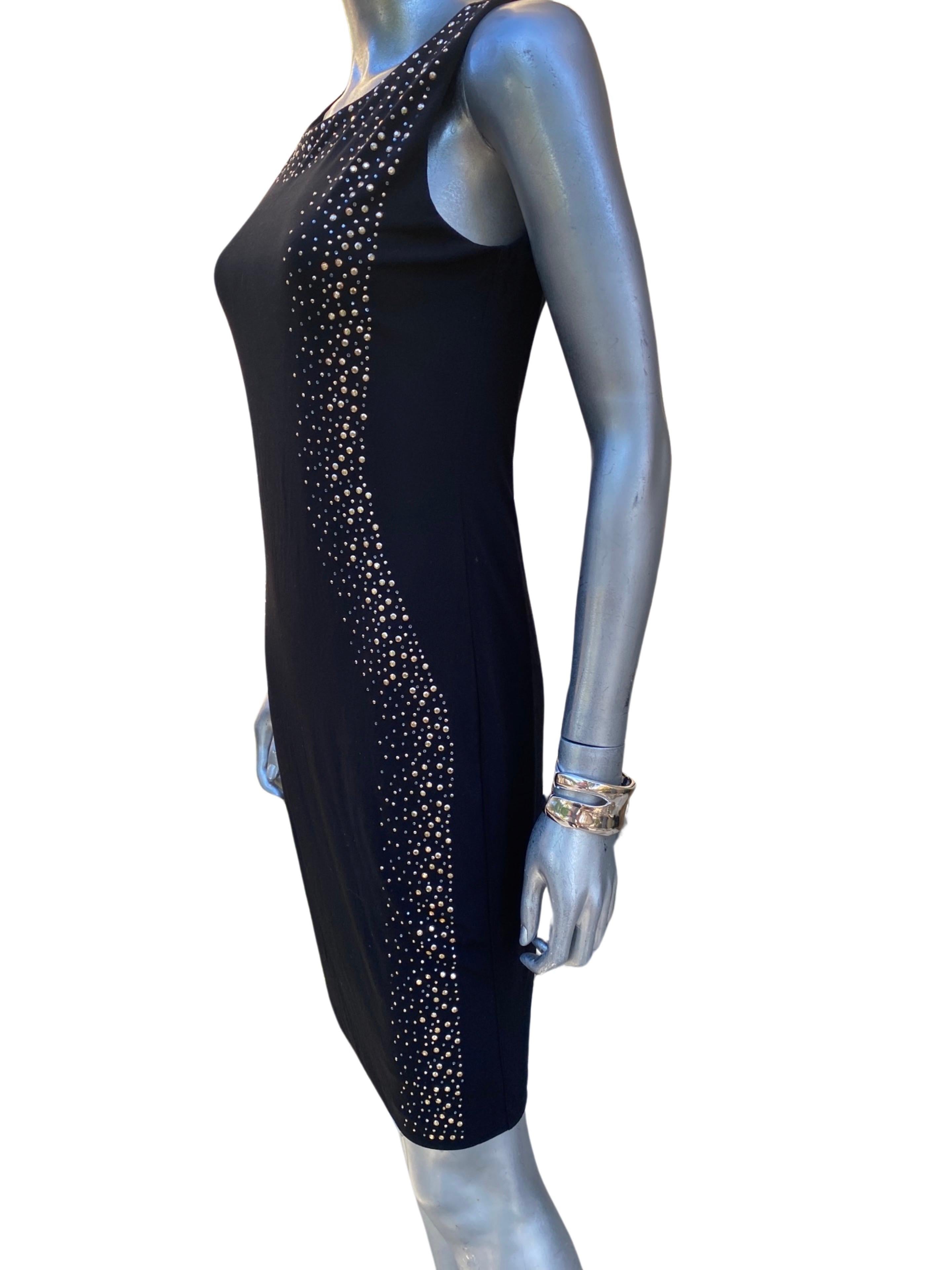 Carmen by Carmen Marc Valvo Black Jersey Sleeveless Embellished Dress Size Small For Sale 1