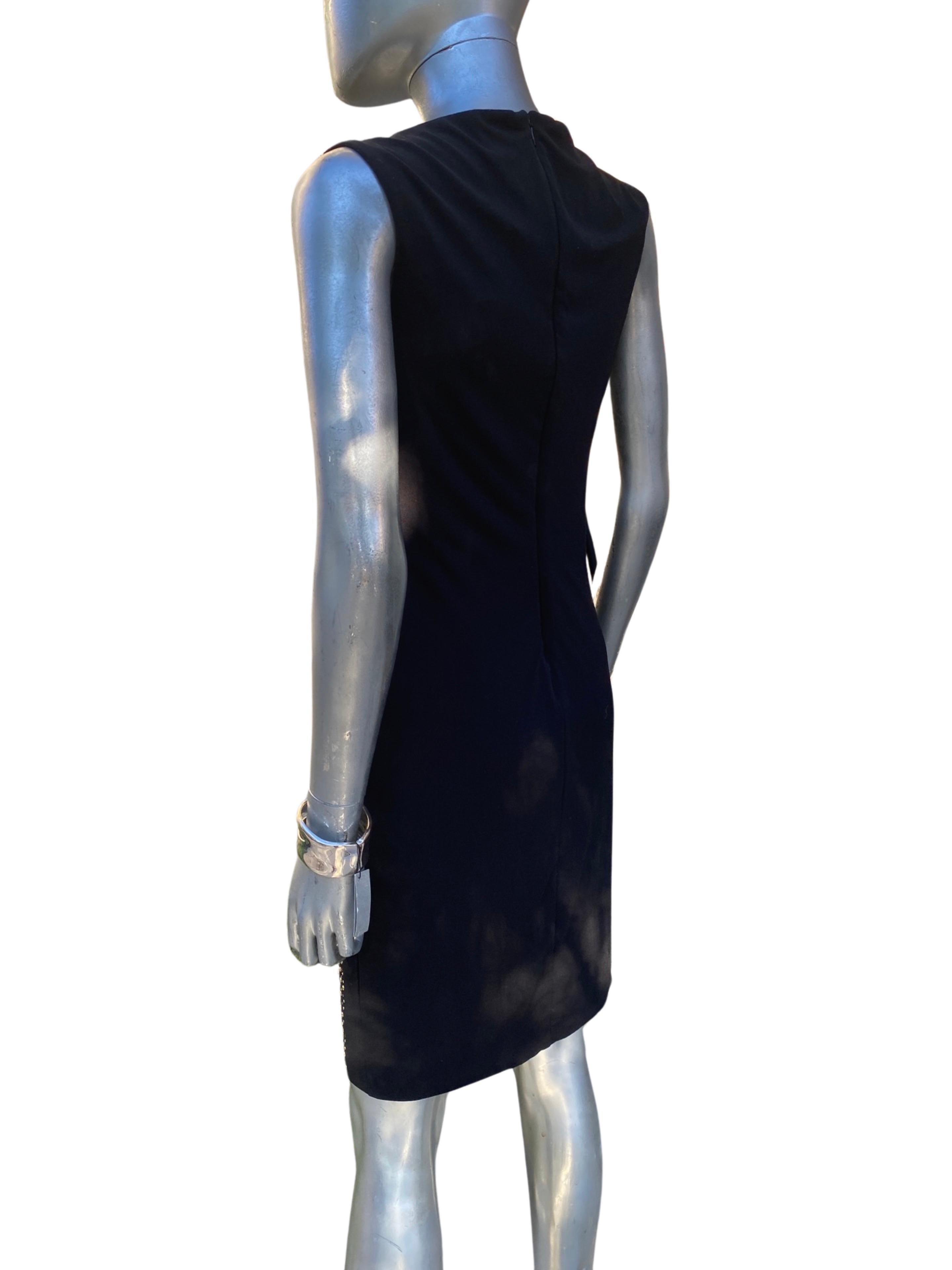Carmen by Carmen Marc Valvo Black Jersey Sleeveless Embellished Dress Size Small For Sale 3
