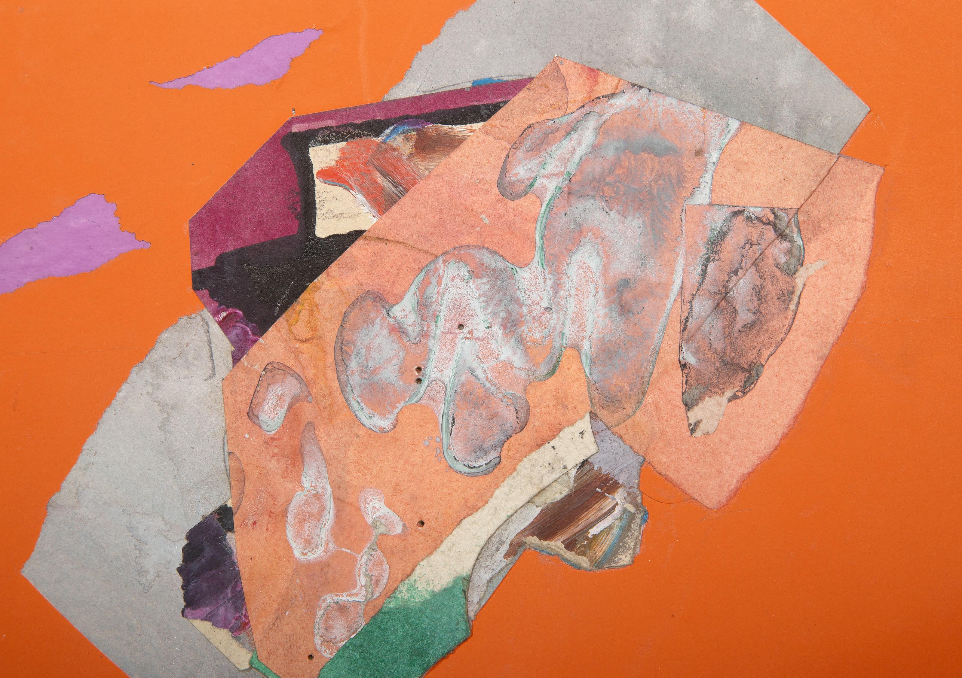 Asteroide, collage espressionista astratto e acrilico su carta - Painting di Carmen Cicero