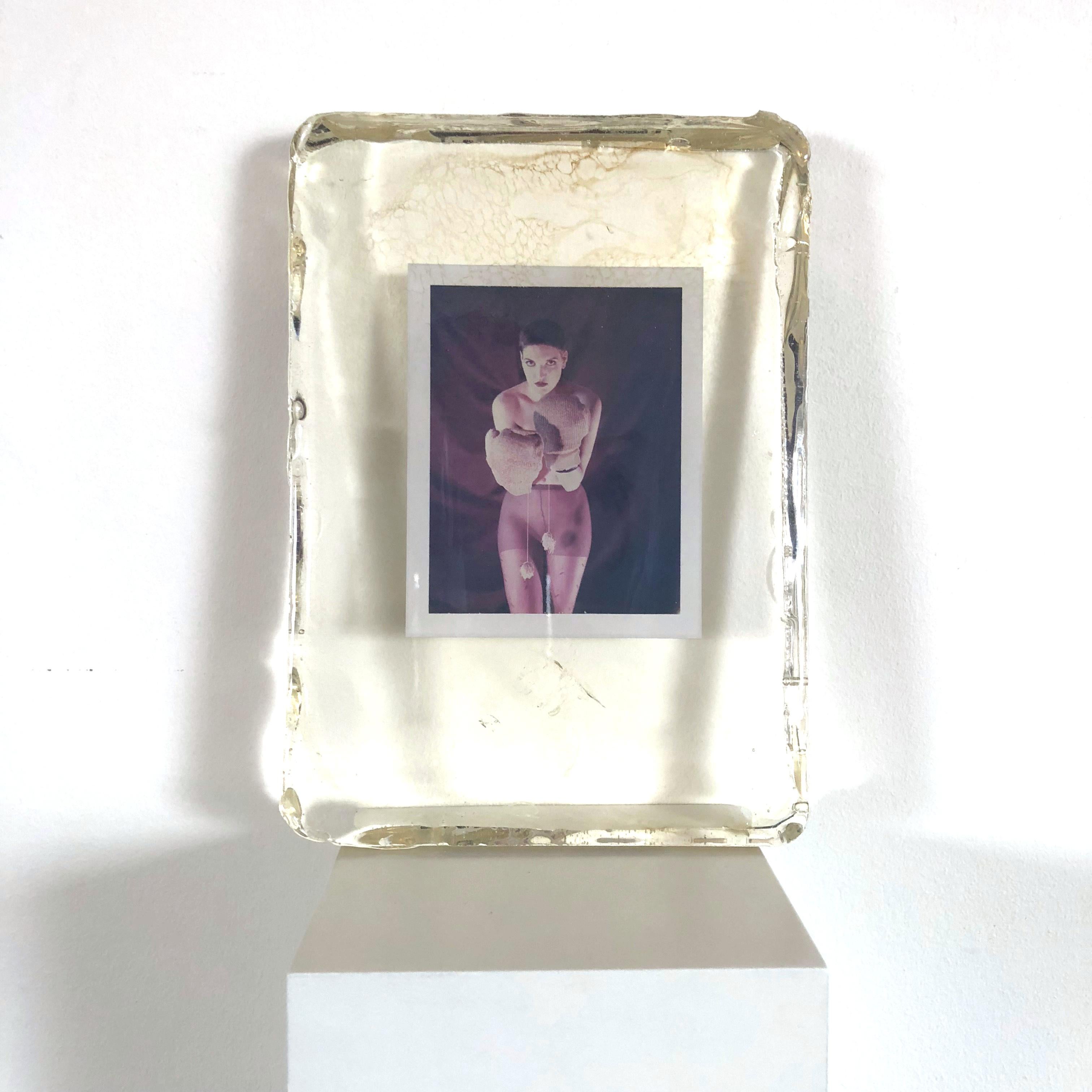 Boxing Elena (Odd Stories) - Unique piece in Resin - Original Polaroid, Women - Contemporary Photograph by Carmen de Vos