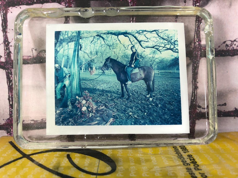 Cavalry  - Unique piece - Original Polaroid, Women, Contemporary, Blue - Gray Color Photograph by Carmen de Vos