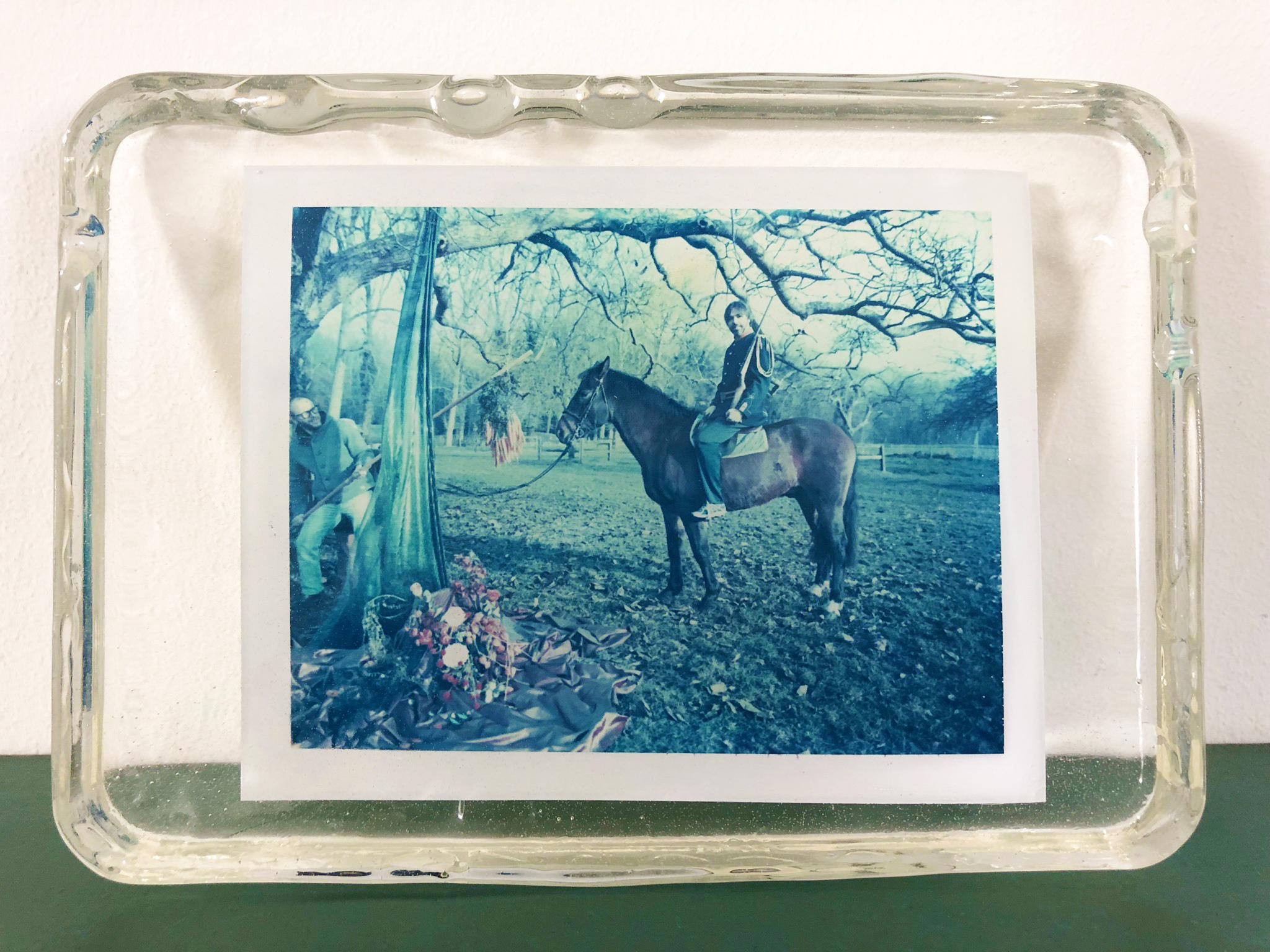 Carmen de Vos Color Photograph - Cavalry  - Unique piece - Original Polaroid, Women, Contemporary, Blue