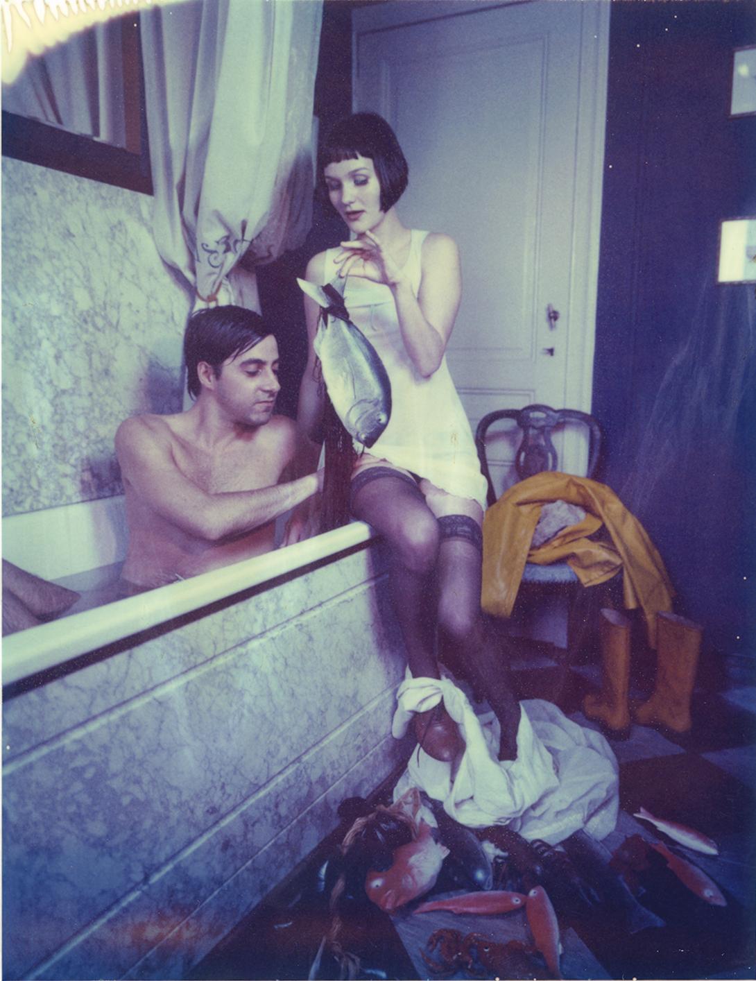Carmen de Vos Color Photograph - FISHERMAN’S FRIEND  - Unique piece - Original Polaroid, Women, Contemporary