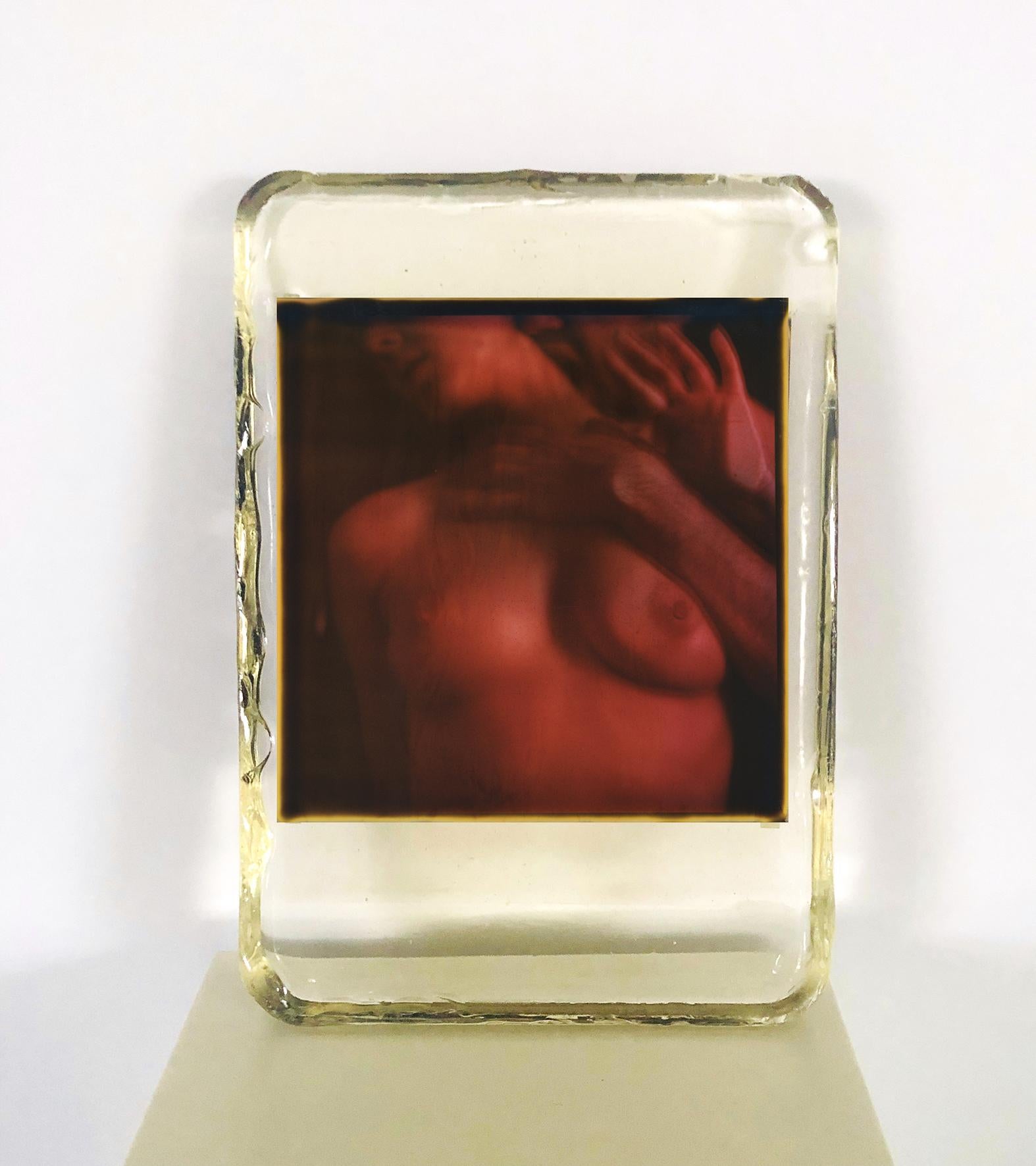 Carmen de Vos Nude Photograph - HS01  Case 47  - Unique piece - Original Polaroid, Women, Contemporary, Blue