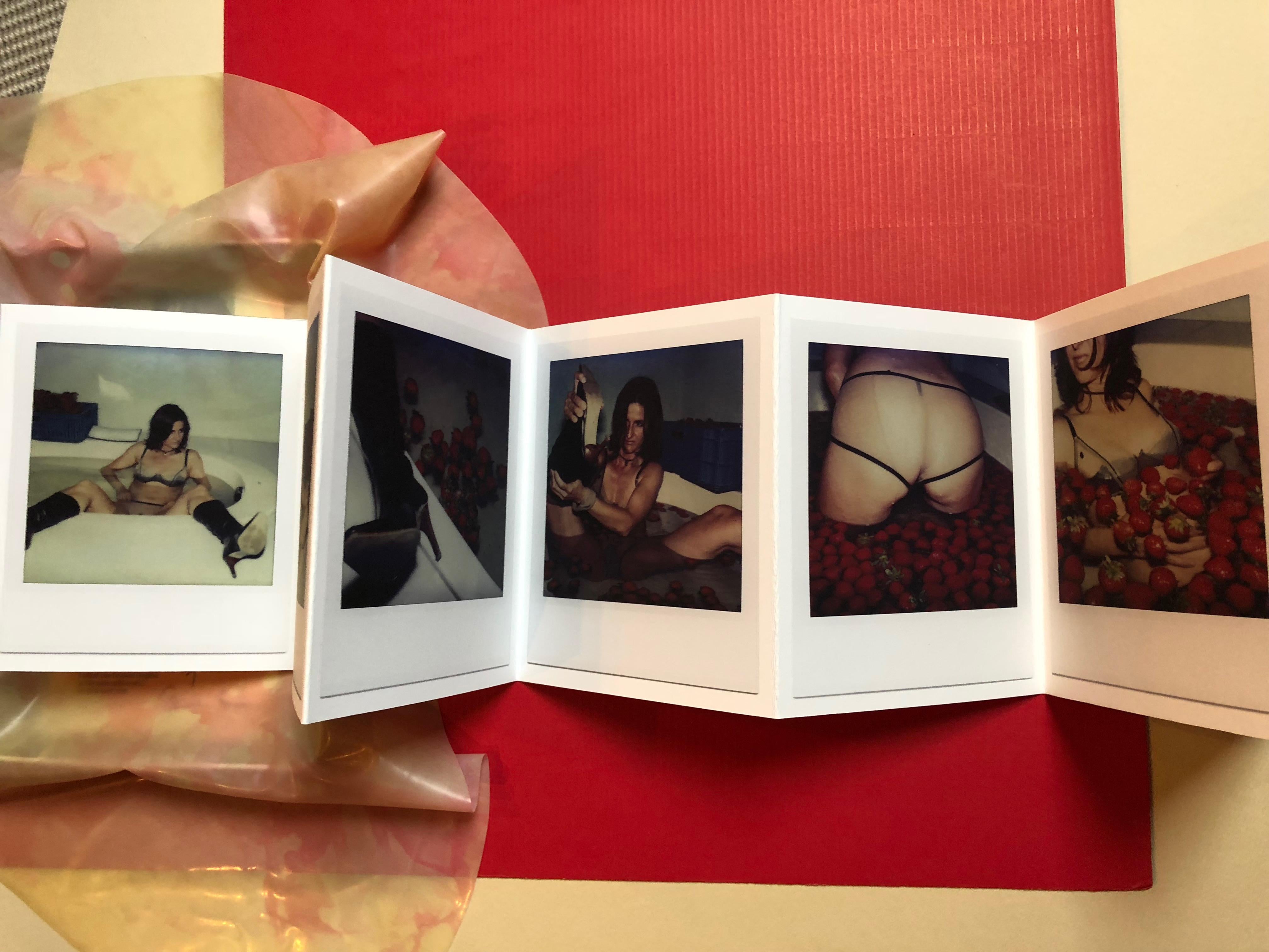 Strawberry Leporello - Polaroid, Nude, Women, Color - Contemporary Photograph by Carmen de Vos